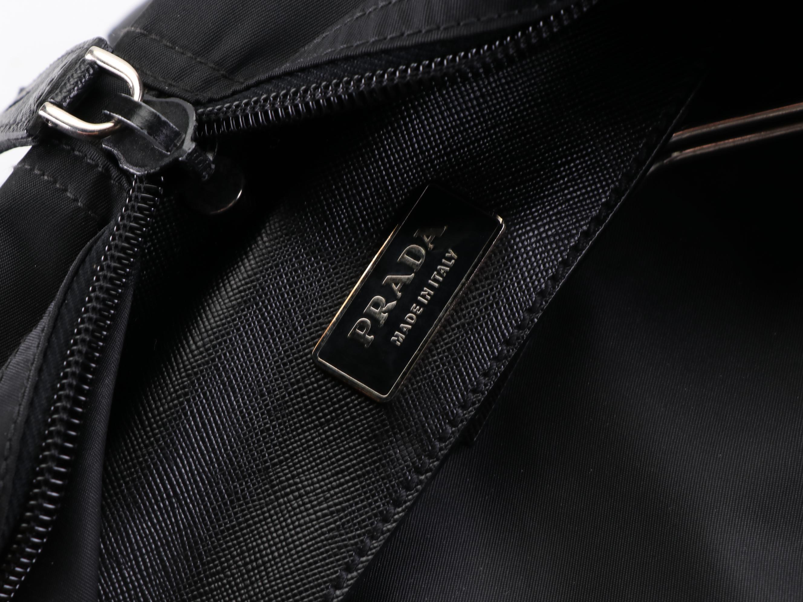 Prada Garment Bag in Black Nylon Gabardine and Saffiano Leather