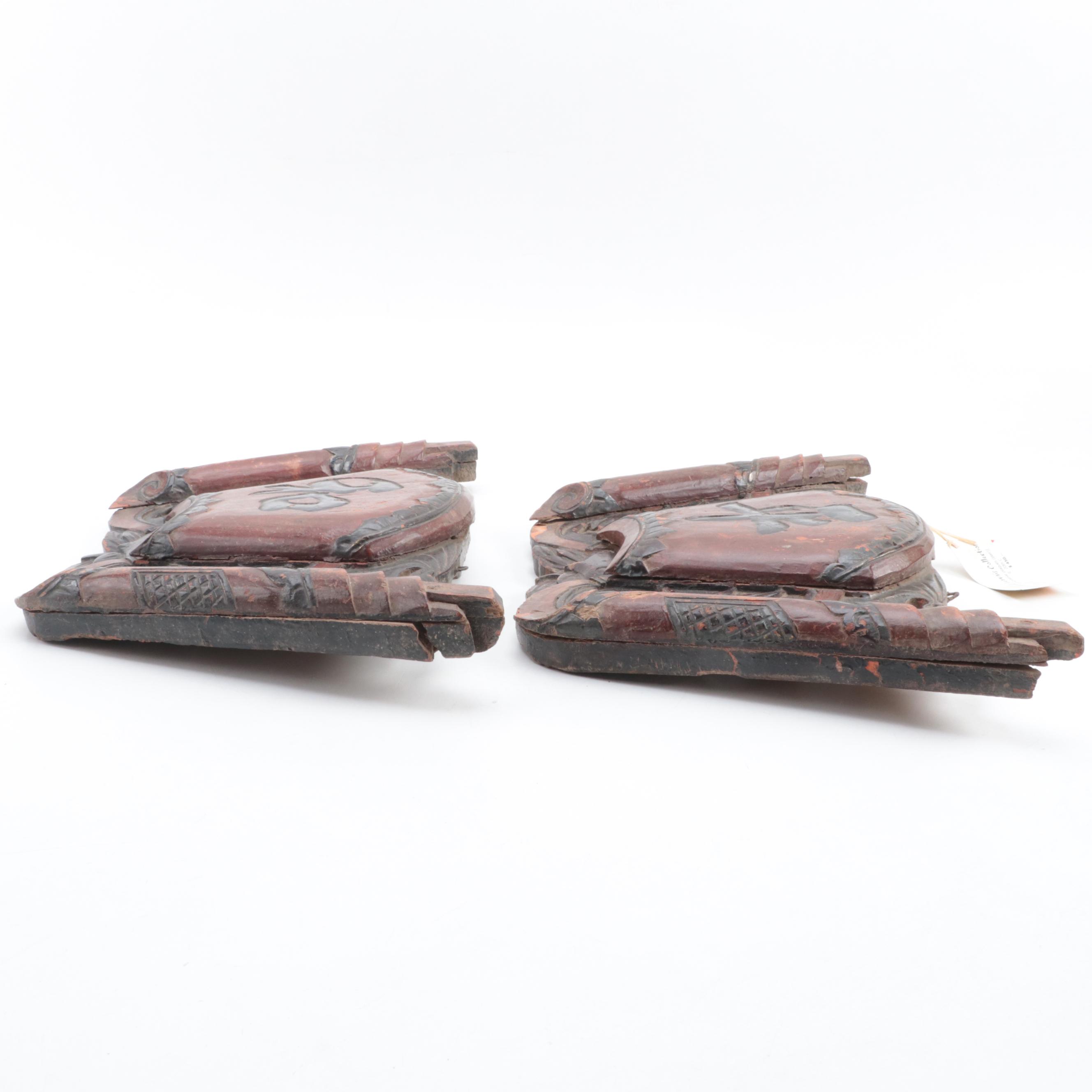 Vietnamese Wood Lacquer Temple Commemorative Plaques, Early 20th C