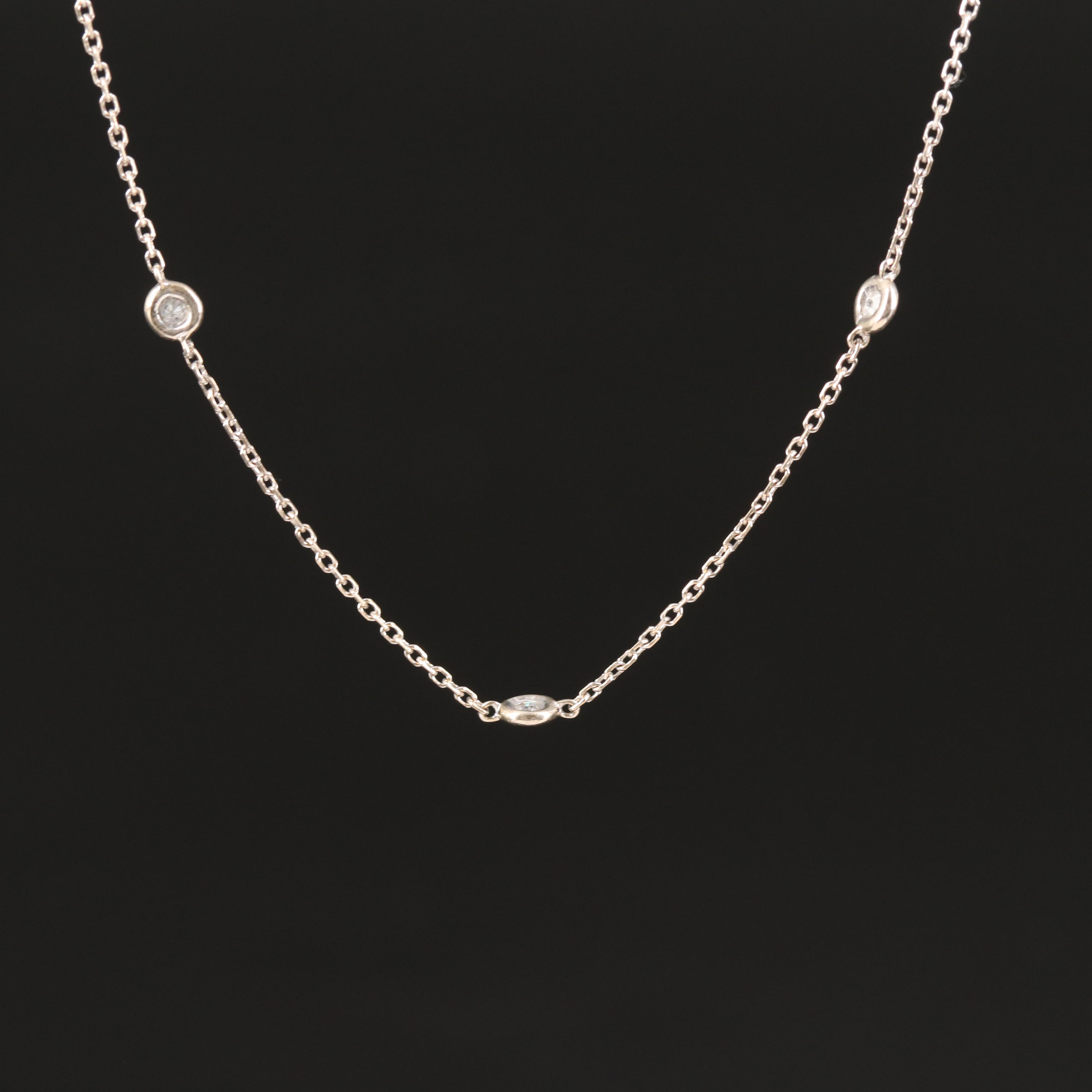 14K 0.20 CTW Diamond Station Necklace