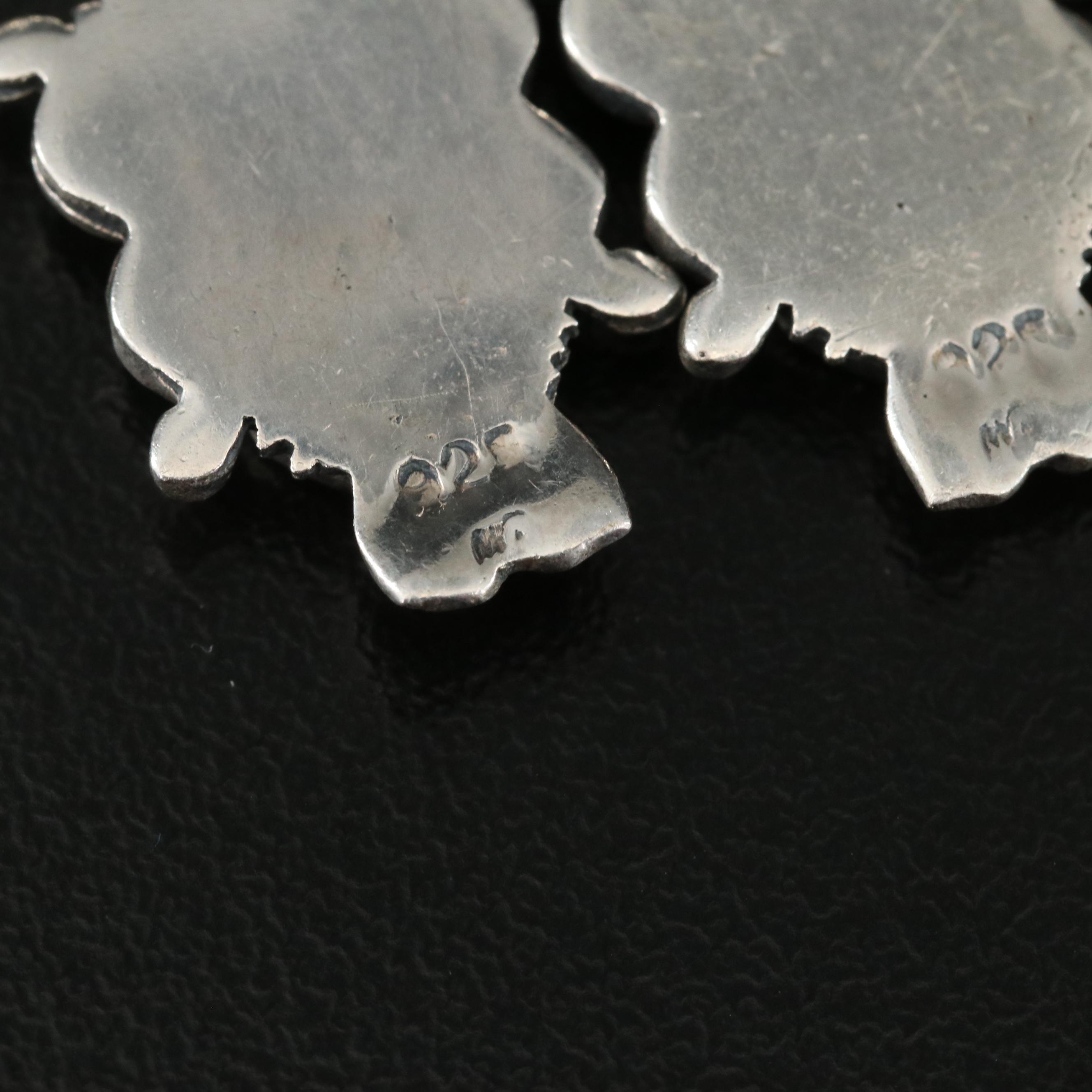 Figural Nude, Mosaic Inlay, Sterling and Gemstones Featured in Earrings