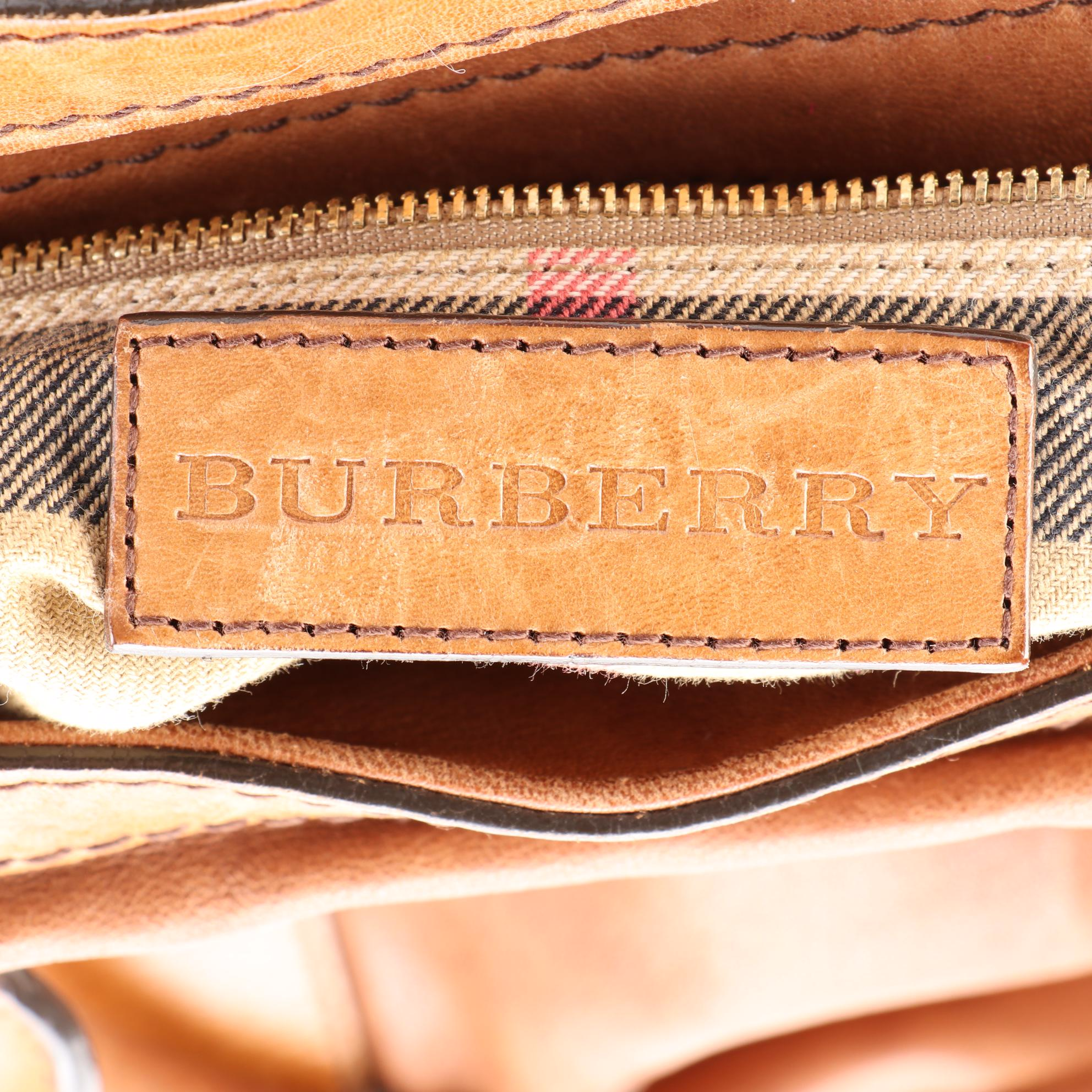 Burberry Top Handle Tote in Bicolor Leather with Shoulder Strap