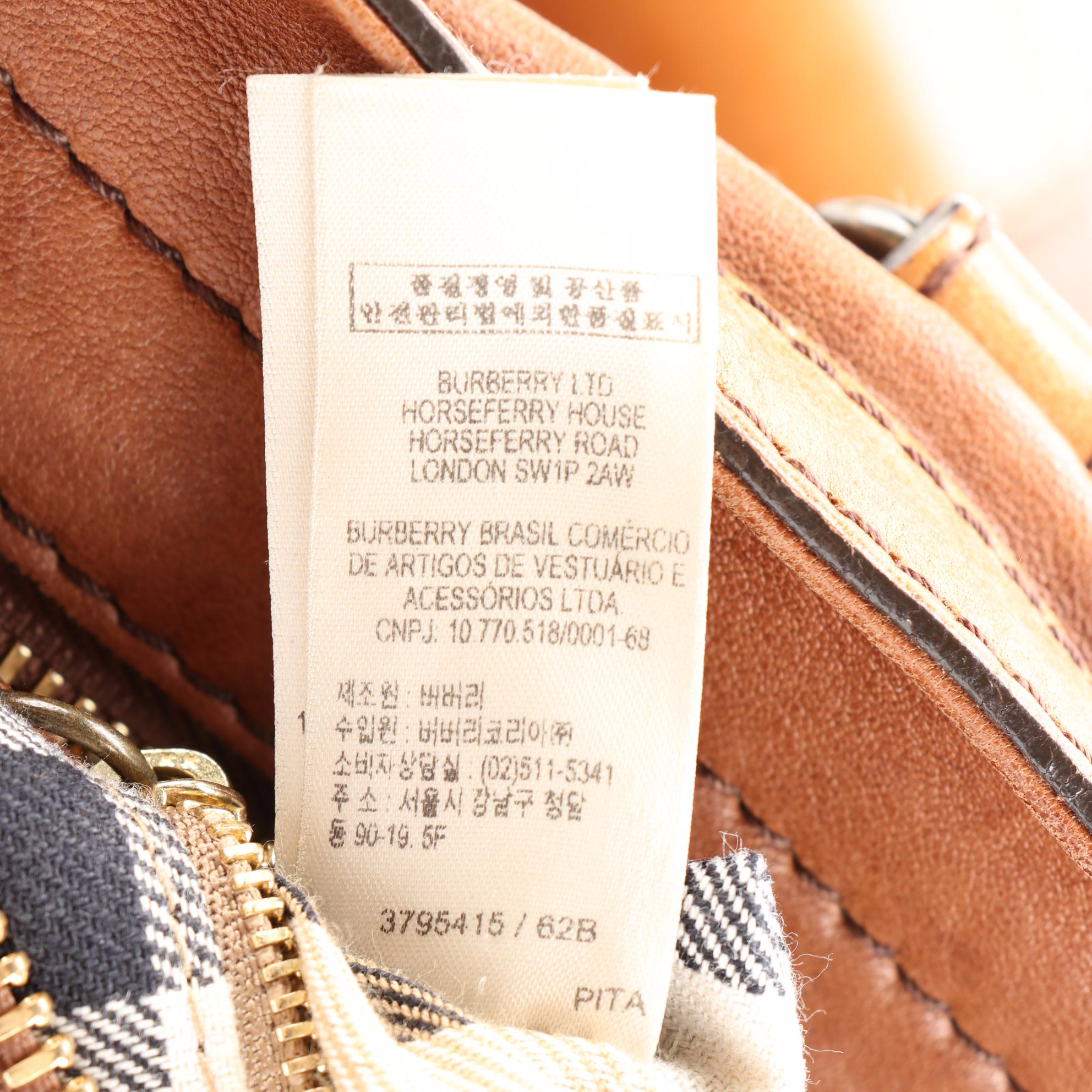 Burberry Top Handle Tote in Bicolor Leather with Shoulder Strap