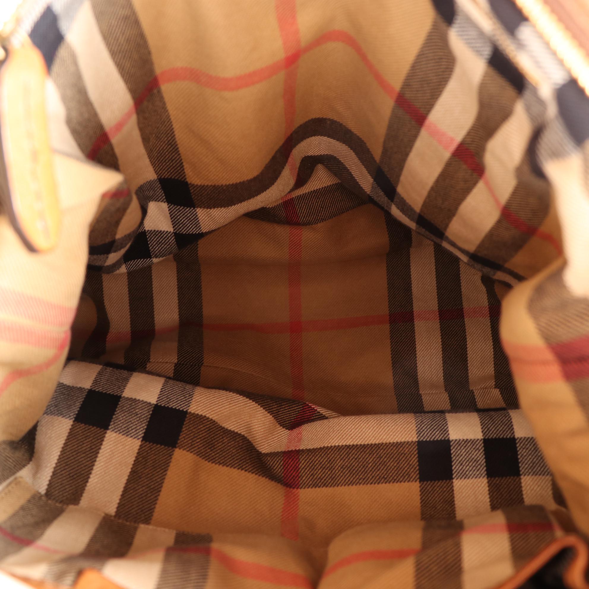 Burberry Top Handle Tote in Bicolor Leather with Shoulder Strap