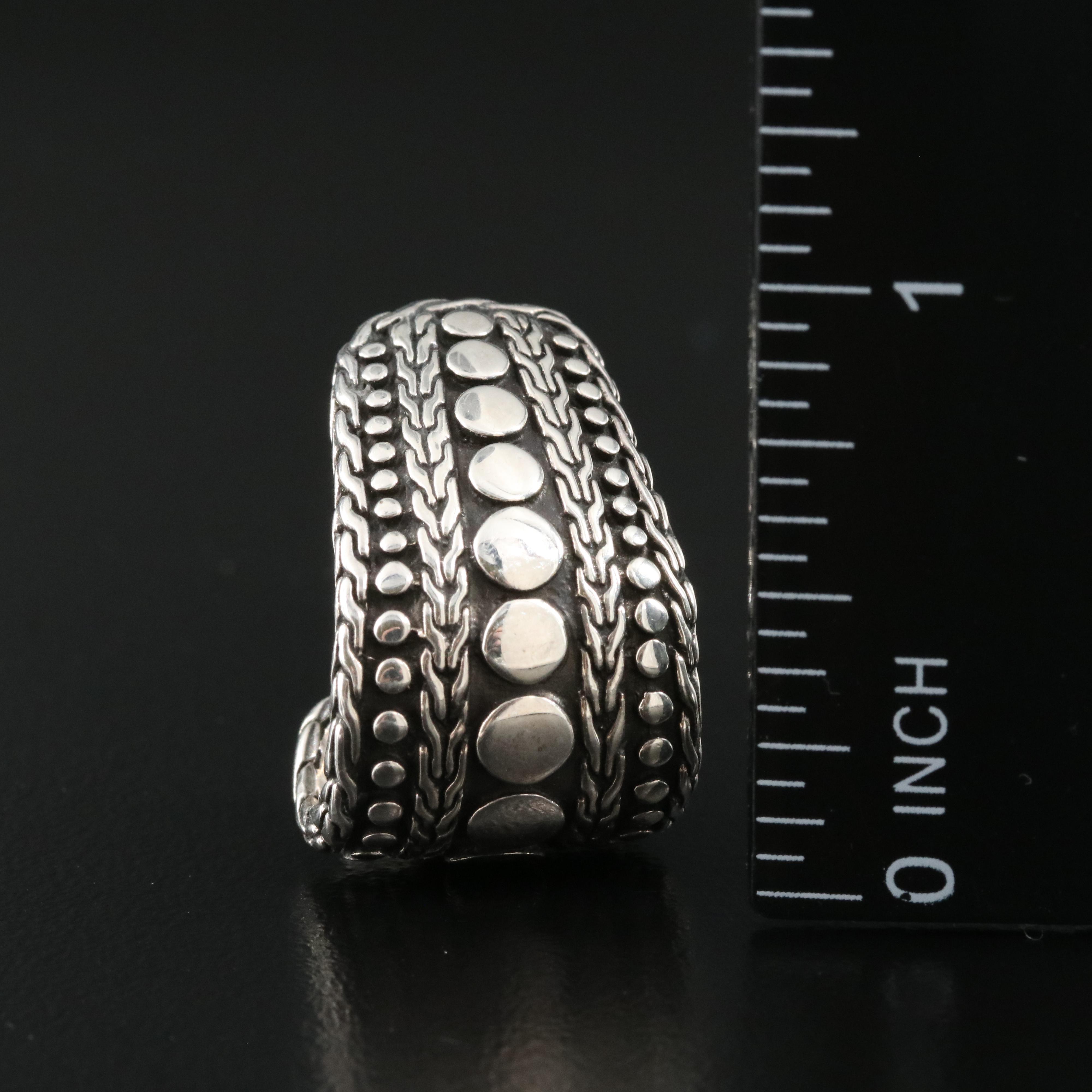 John Hardy "Dot Nuansa" Sterling J Hoop Earrings