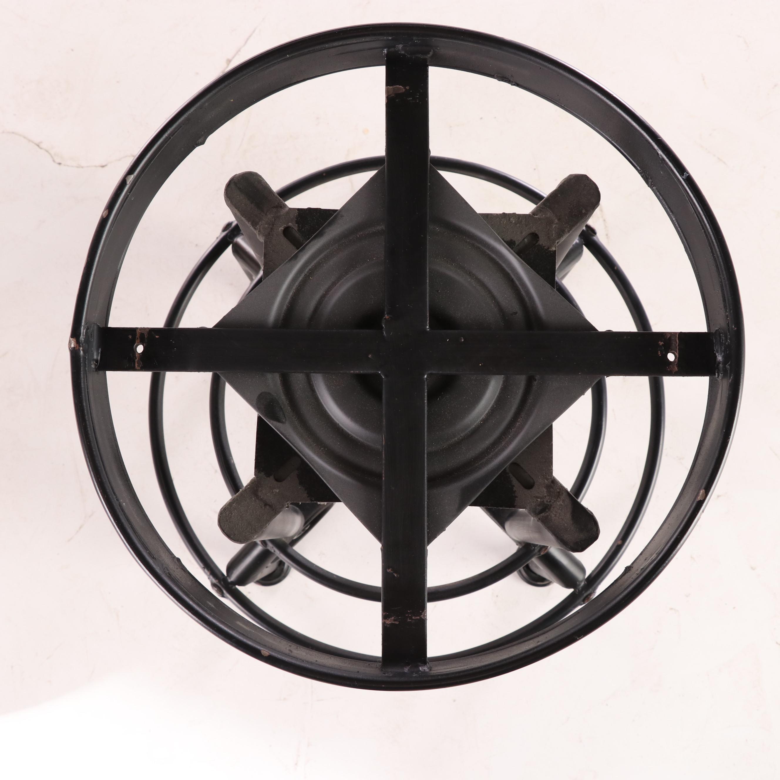 Three Metal and Custom-Upholstered Swivel Counter Stools