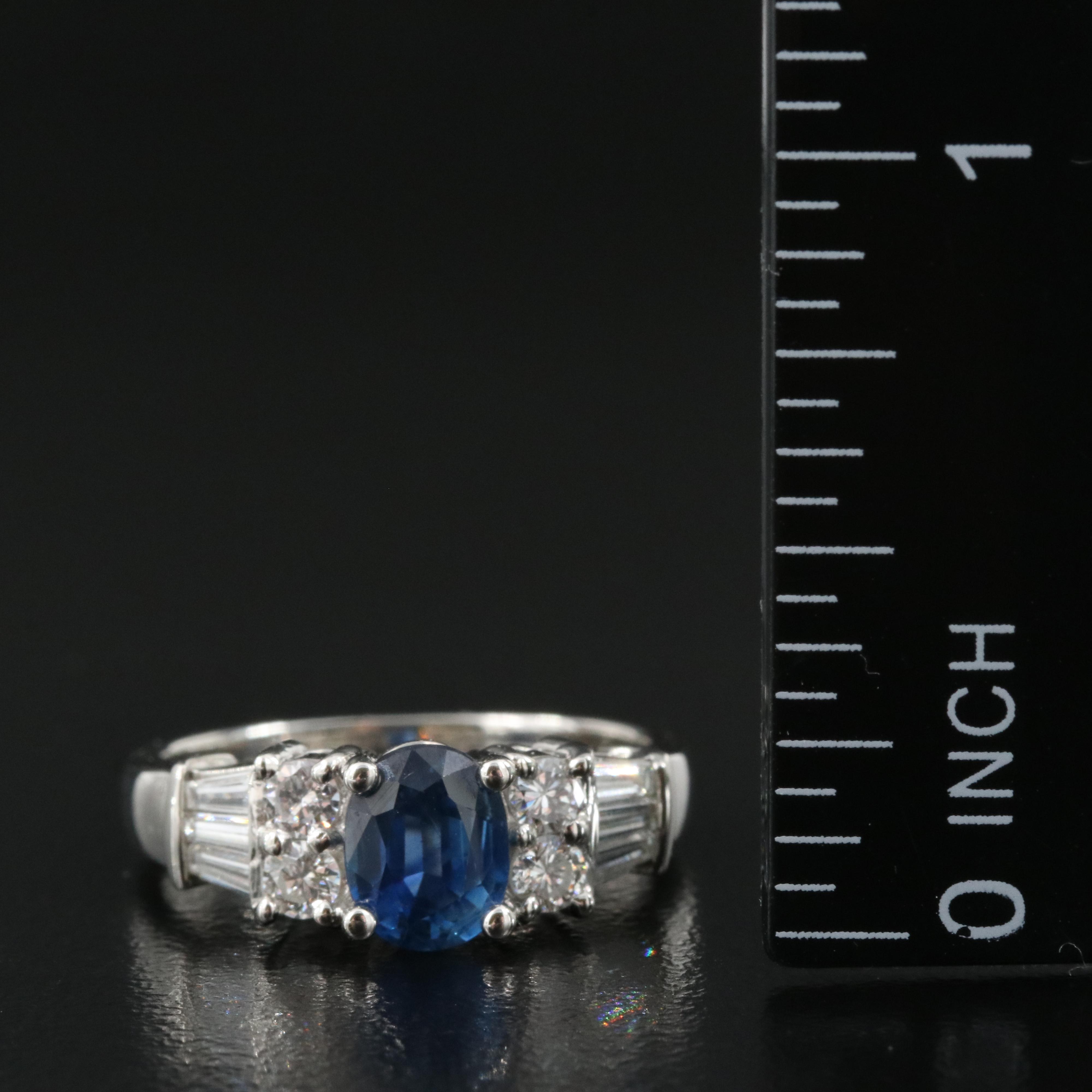 Platinum 1.24 CT Sapphire and Diamond Ring