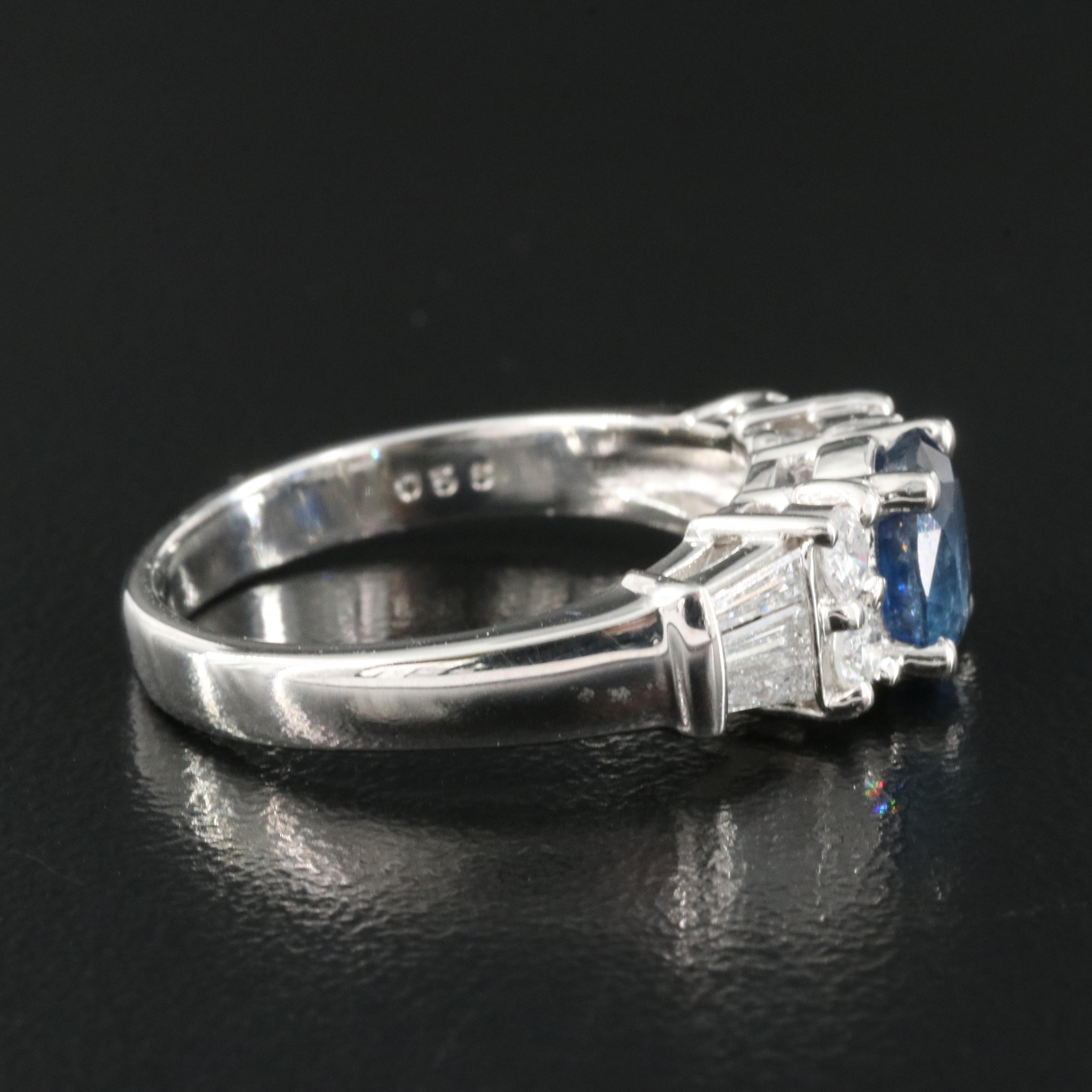 Platinum 1.24 CT Sapphire and Diamond Ring