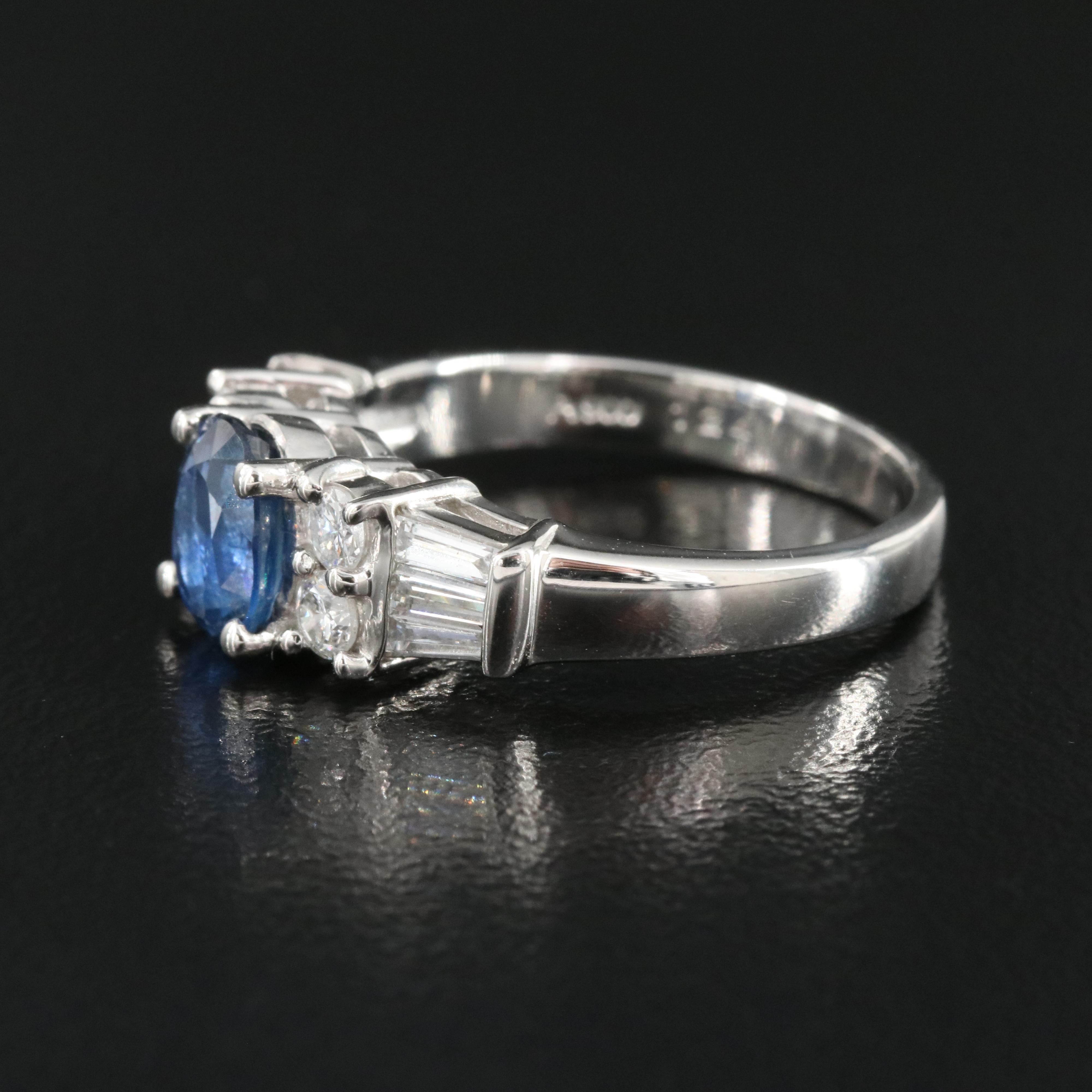 Platinum 1.24 CT Sapphire and Diamond Ring