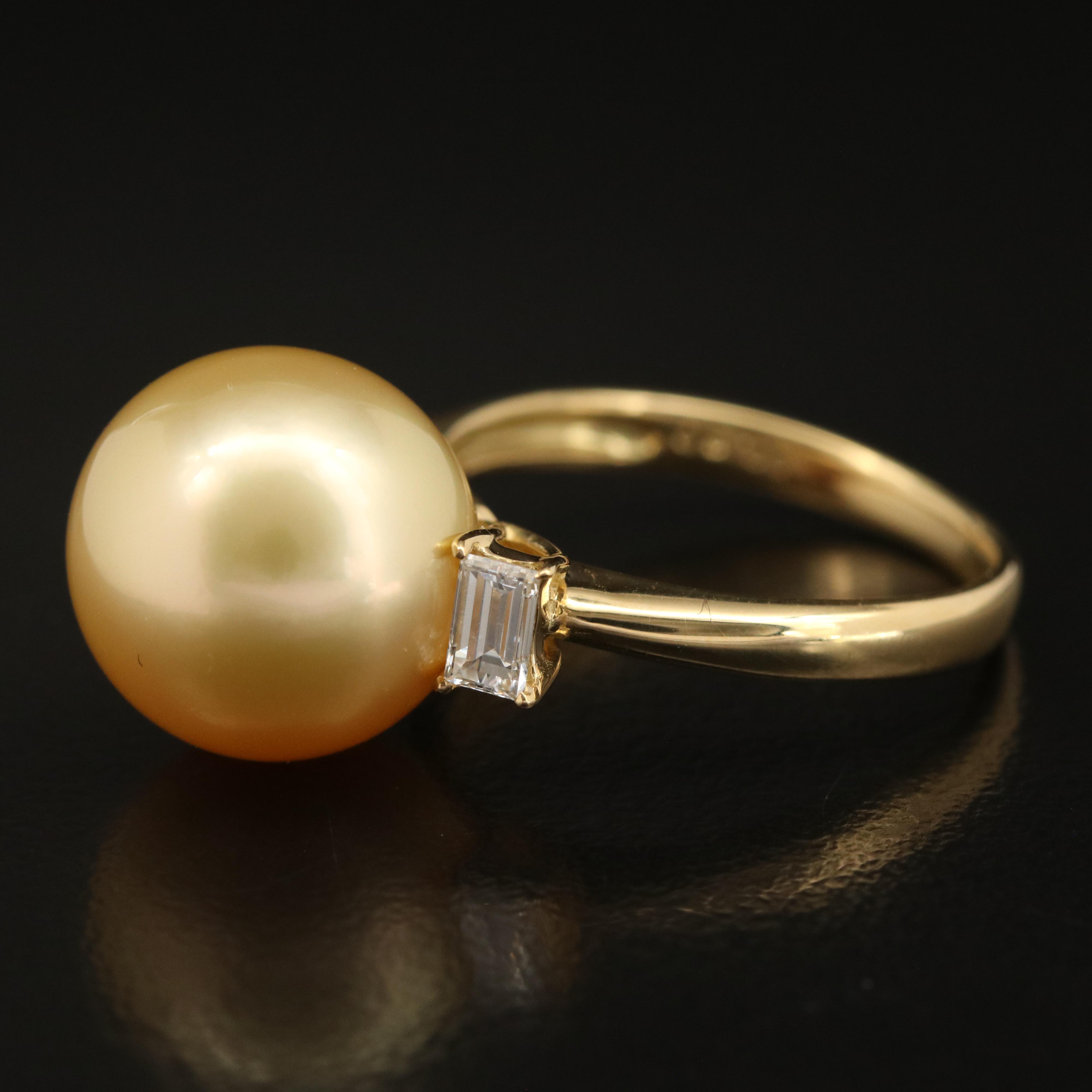 18K Pearl and Diamond Ring