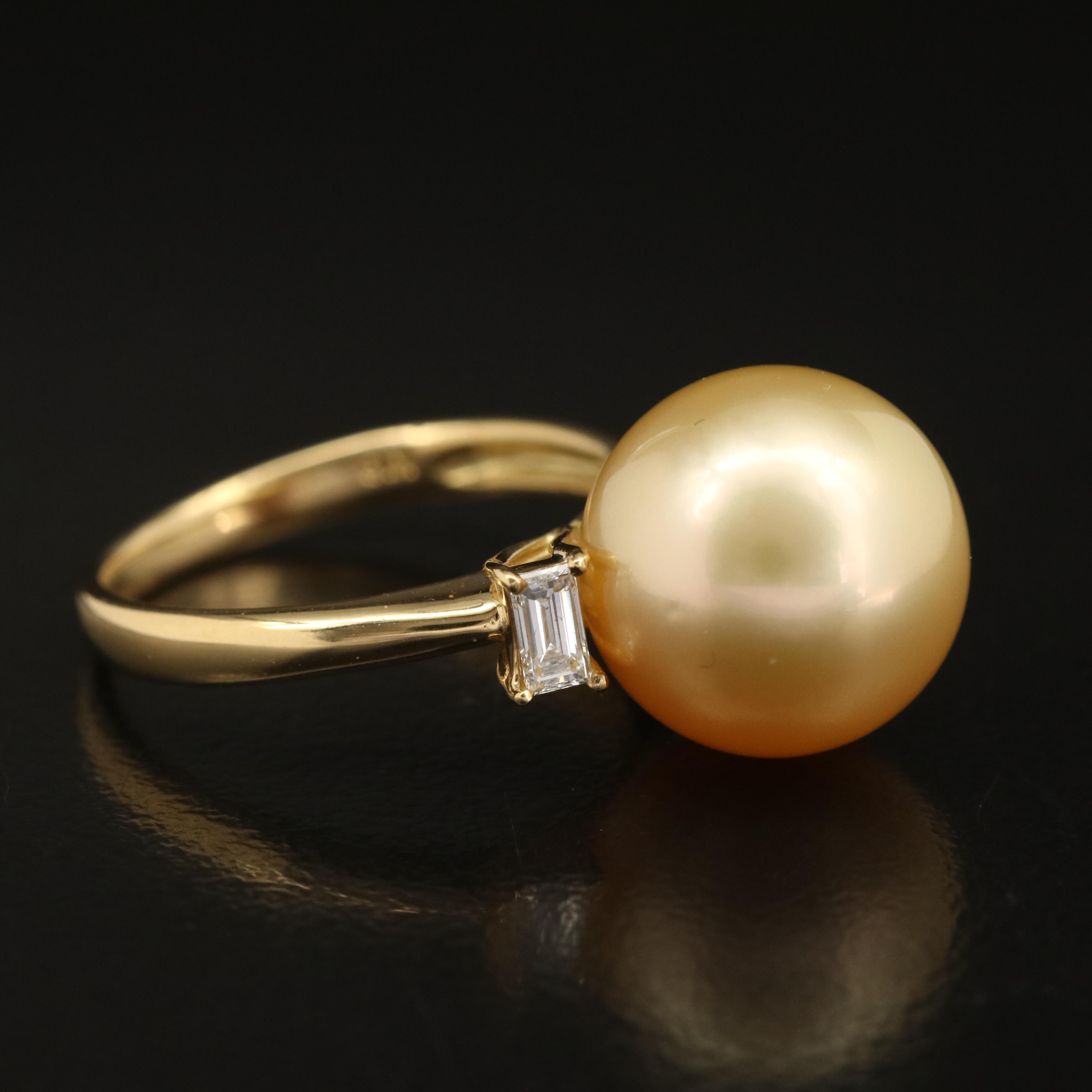 18K Pearl and Diamond Ring