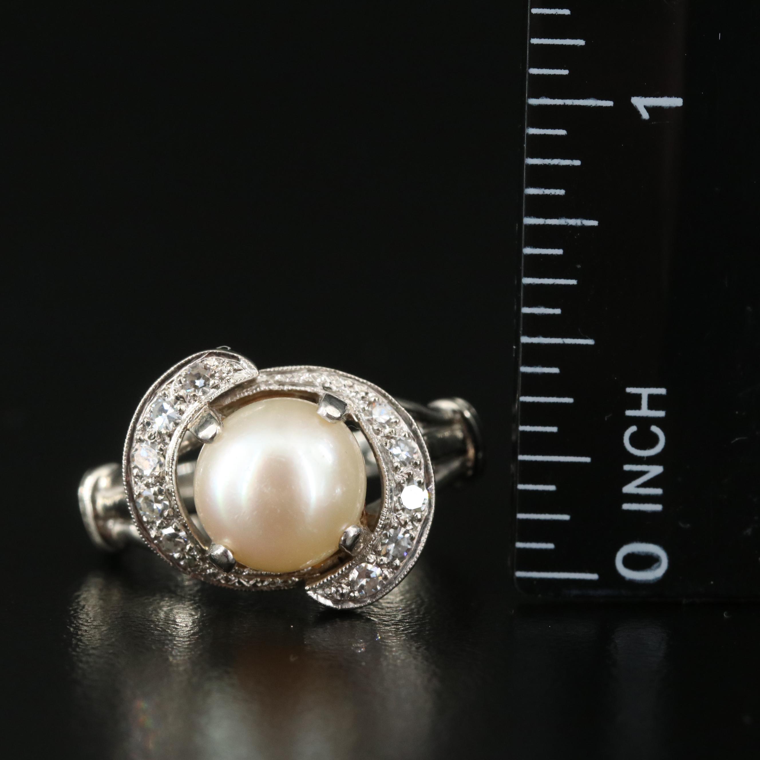 14K Pearl and Diamond Ring