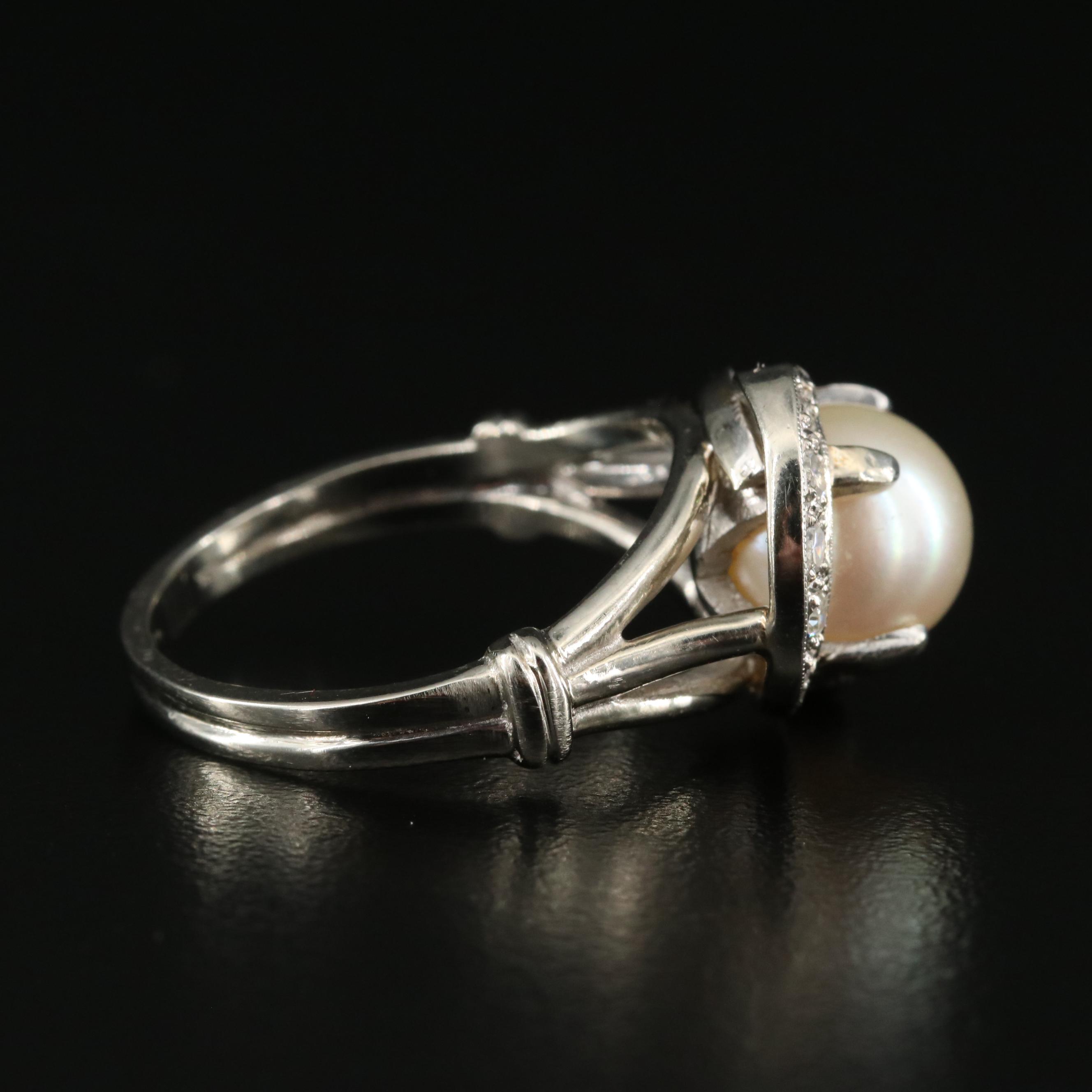 14K Pearl and Diamond Ring