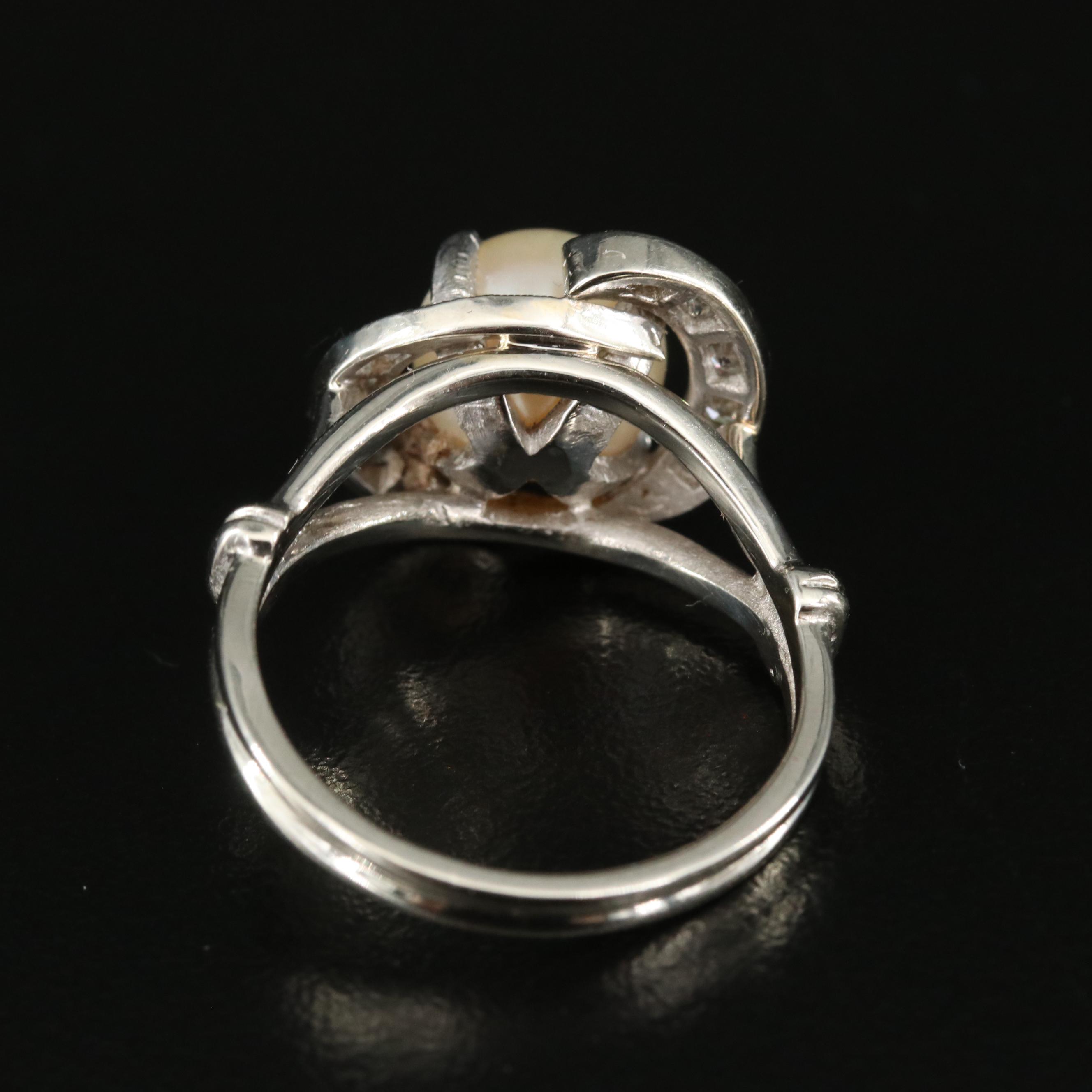 14K Pearl and Diamond Ring