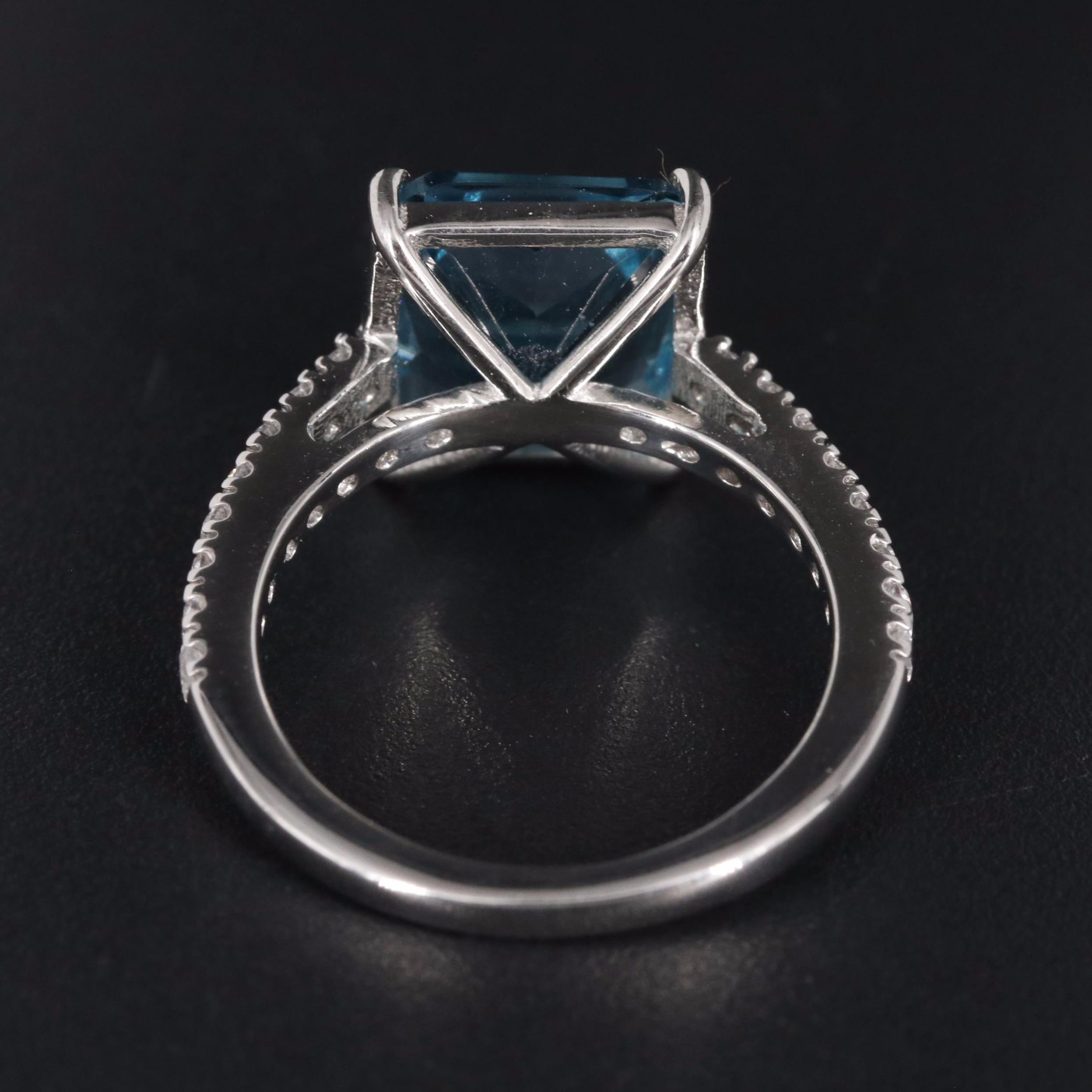 Sterling Aquamarine Ring With Cubic Zirconia