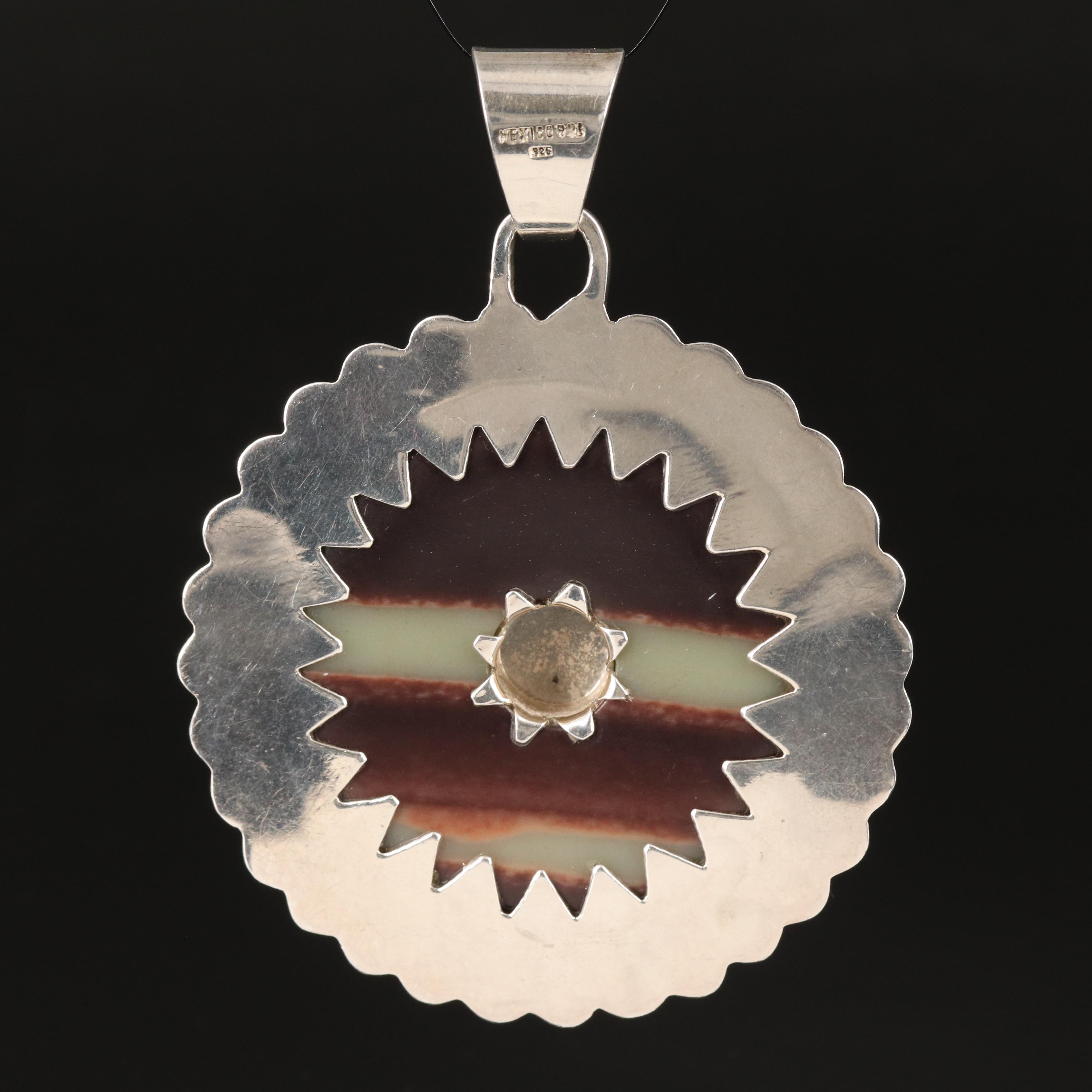 Mexican Sterling Calcite and Black Onyx Pendant