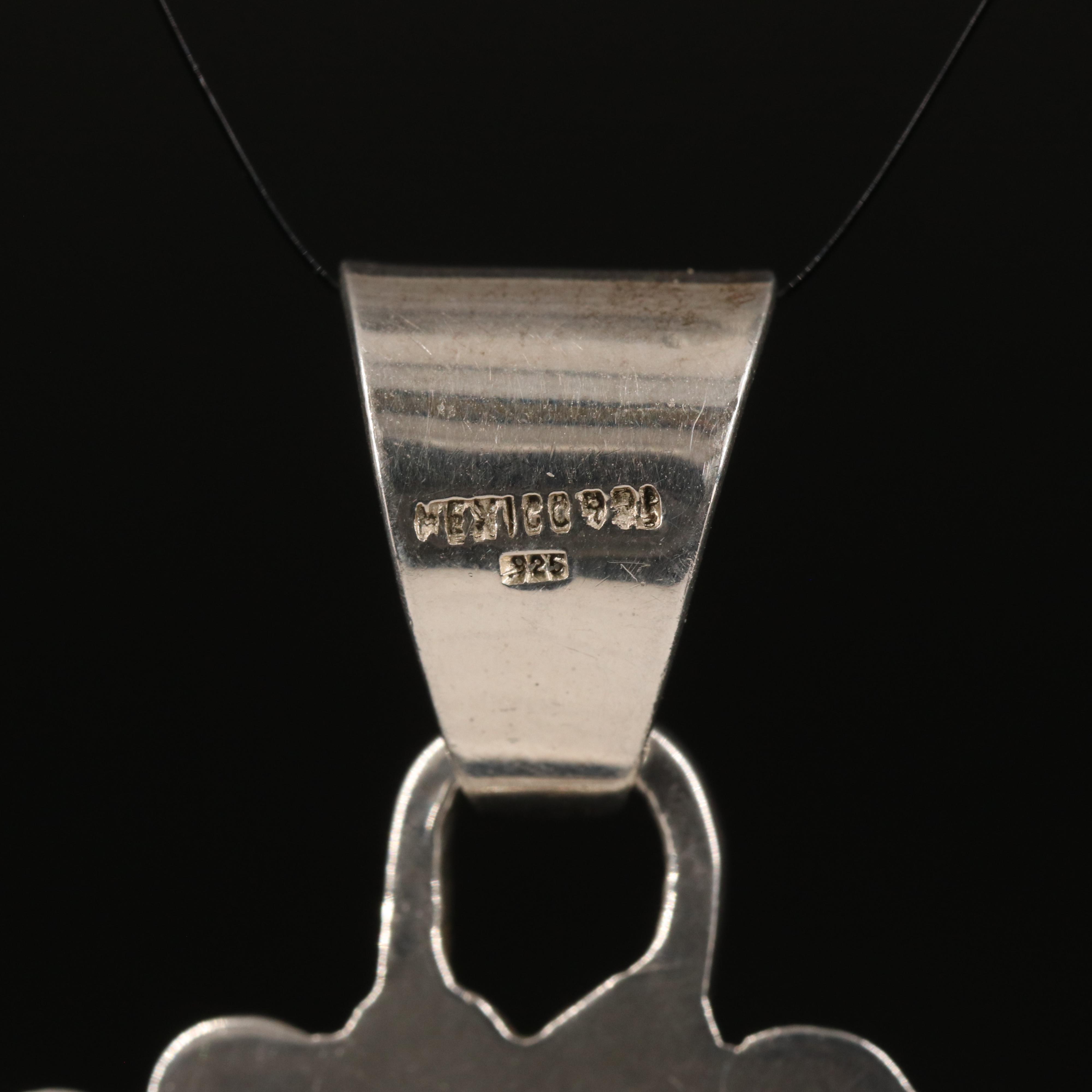 Mexican Sterling Calcite and Black Onyx Pendant