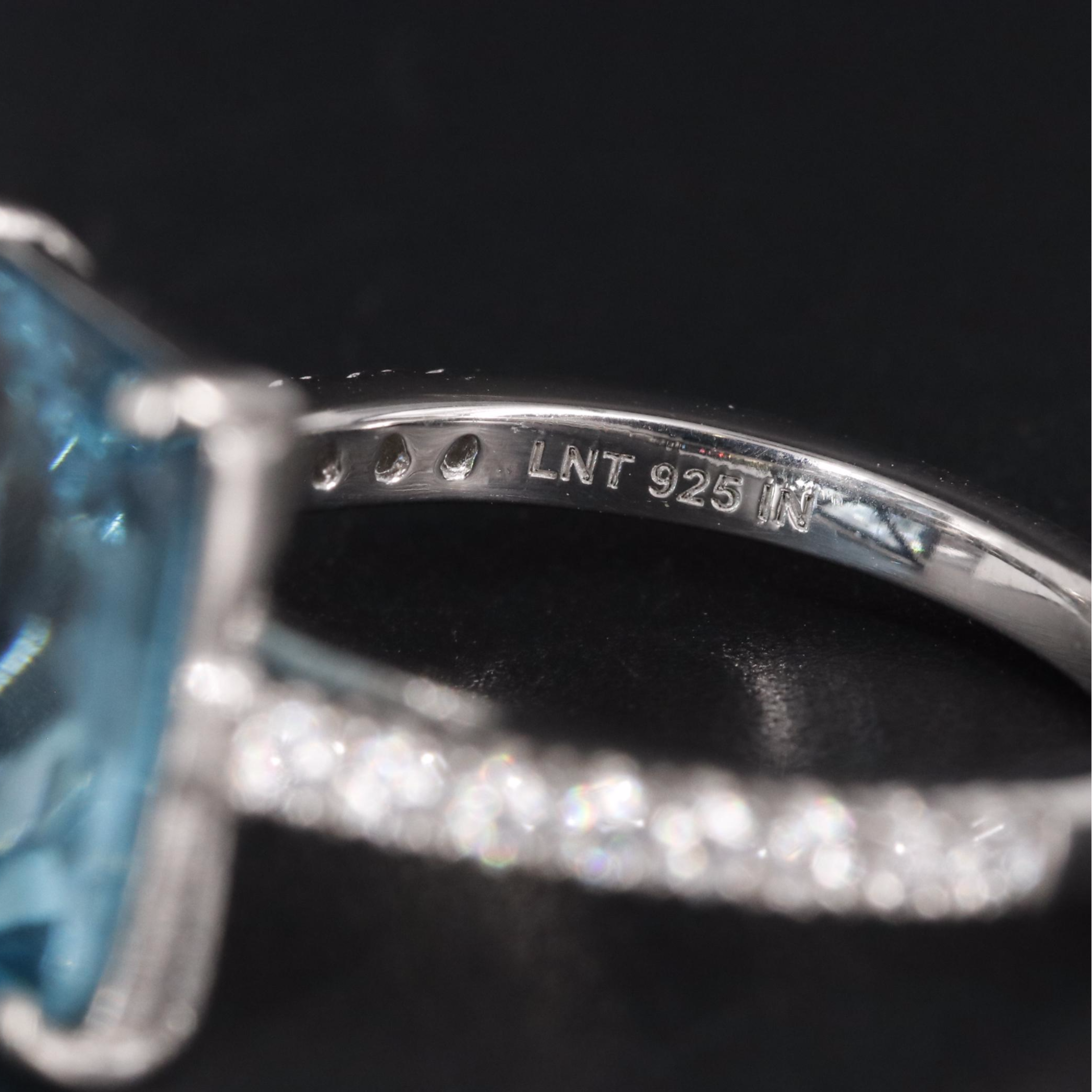 Sterling Aquamarine Ring With Cubic Zirconia