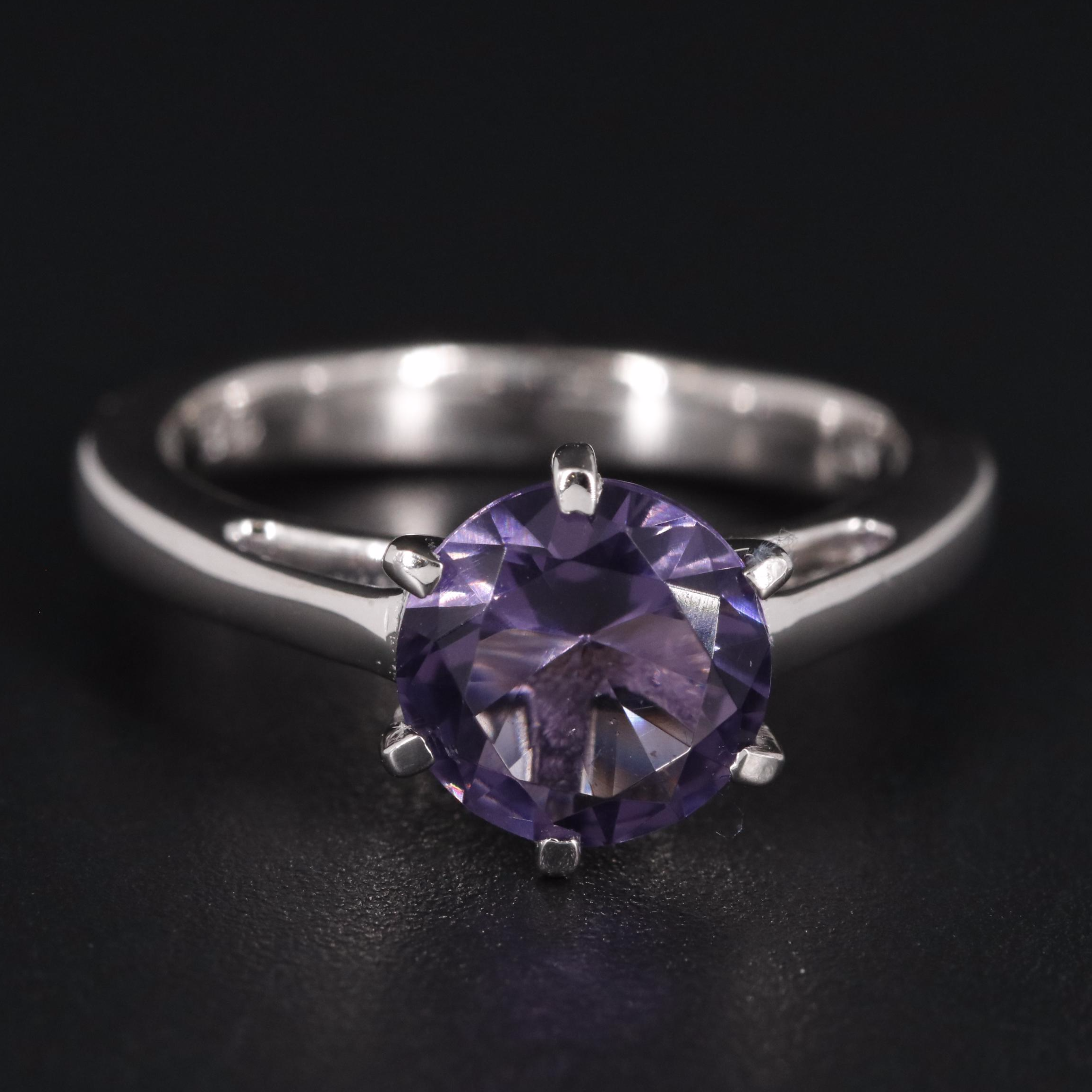 Sterling Amethyst Solitaire Ring