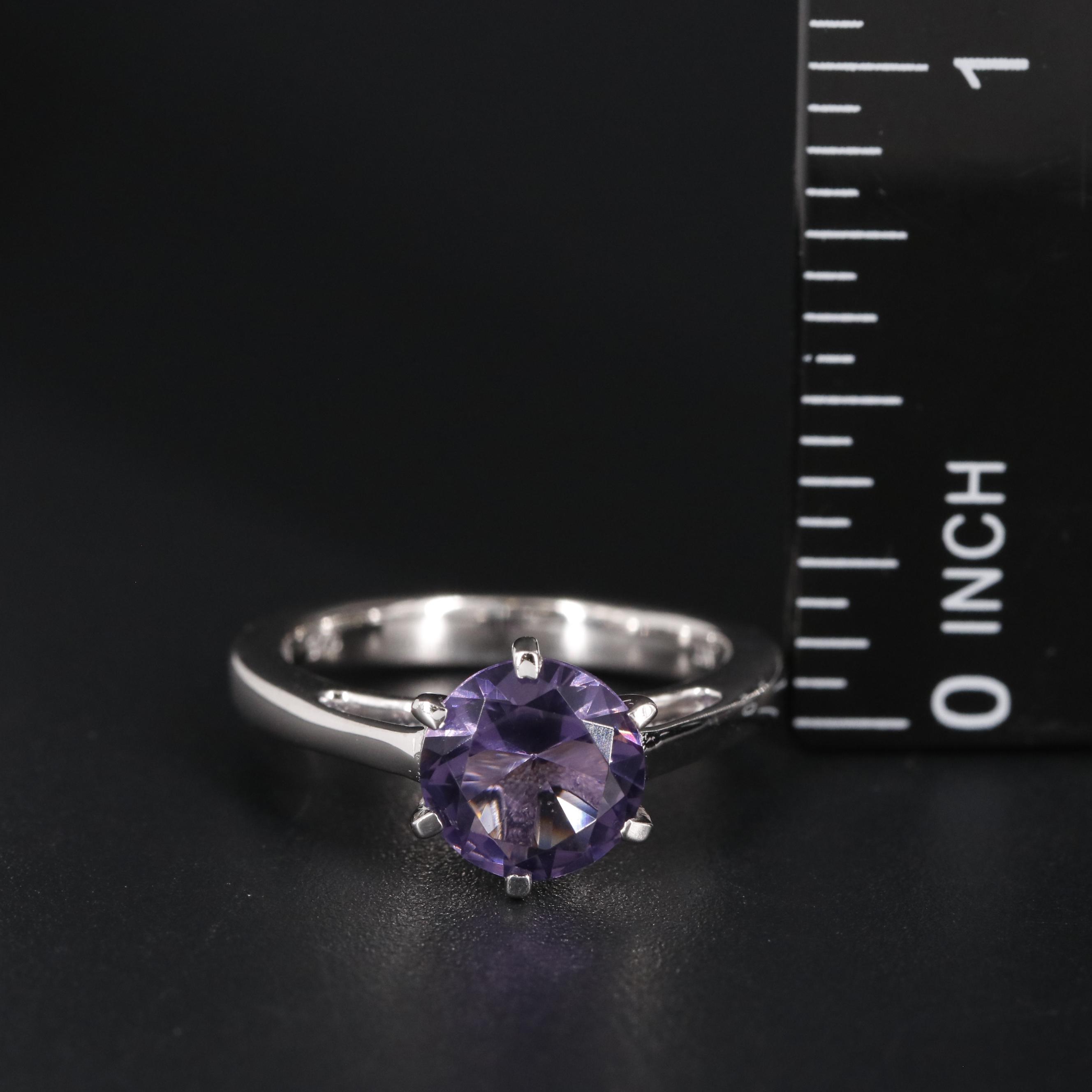 Sterling Amethyst Solitaire Ring