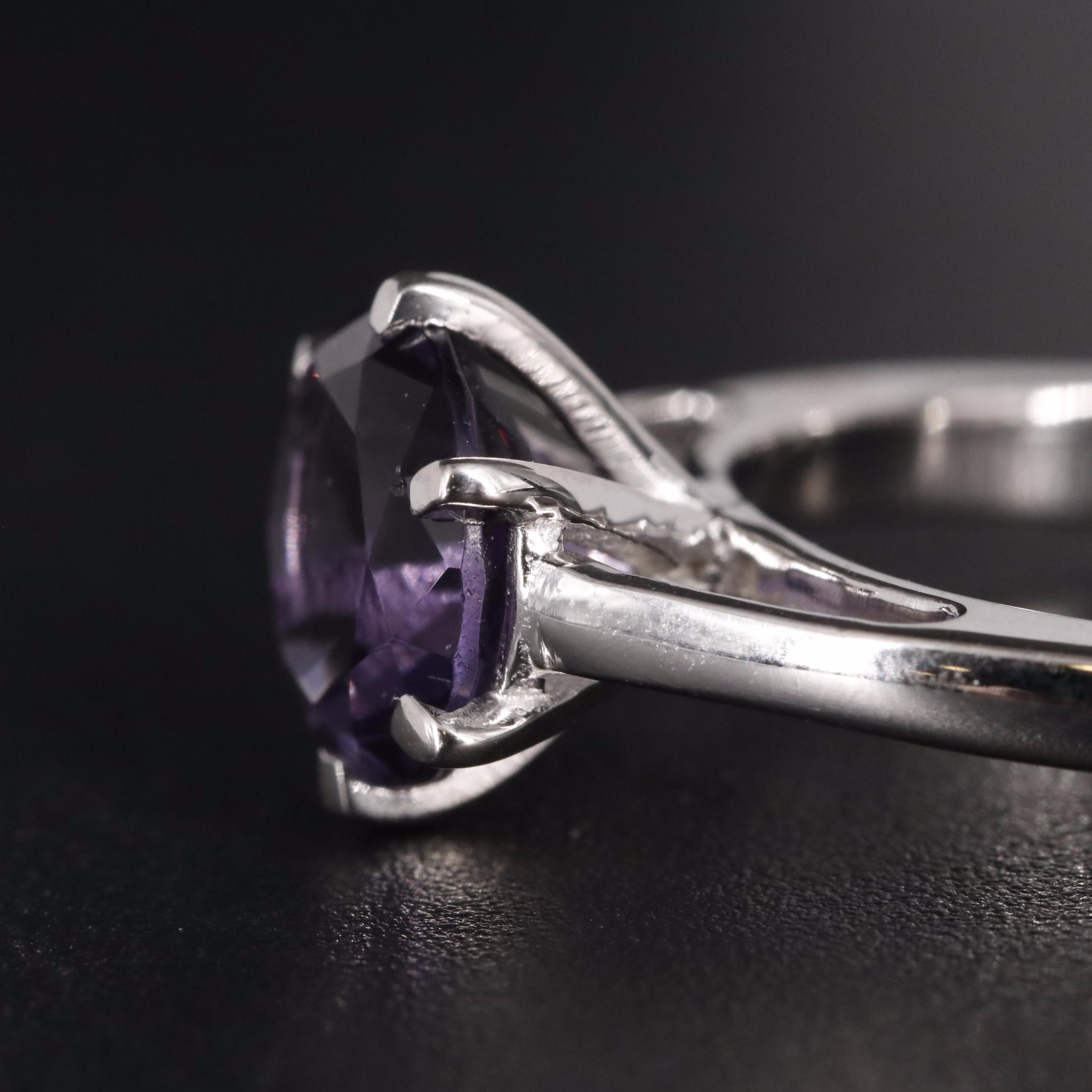 Sterling Amethyst Solitaire Ring