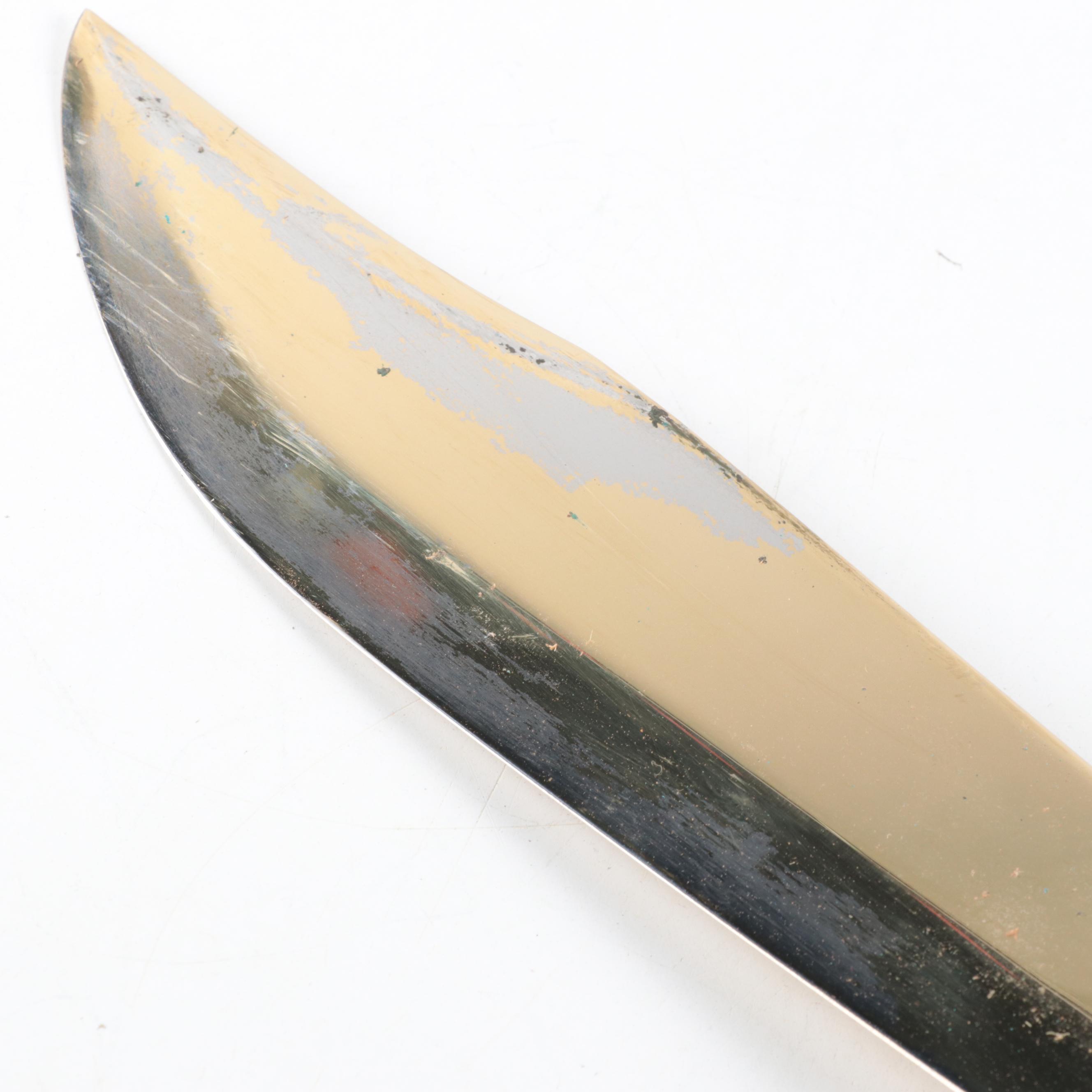 Case Brass and Antler Handled Bowie Knife with Scabbard, 1992