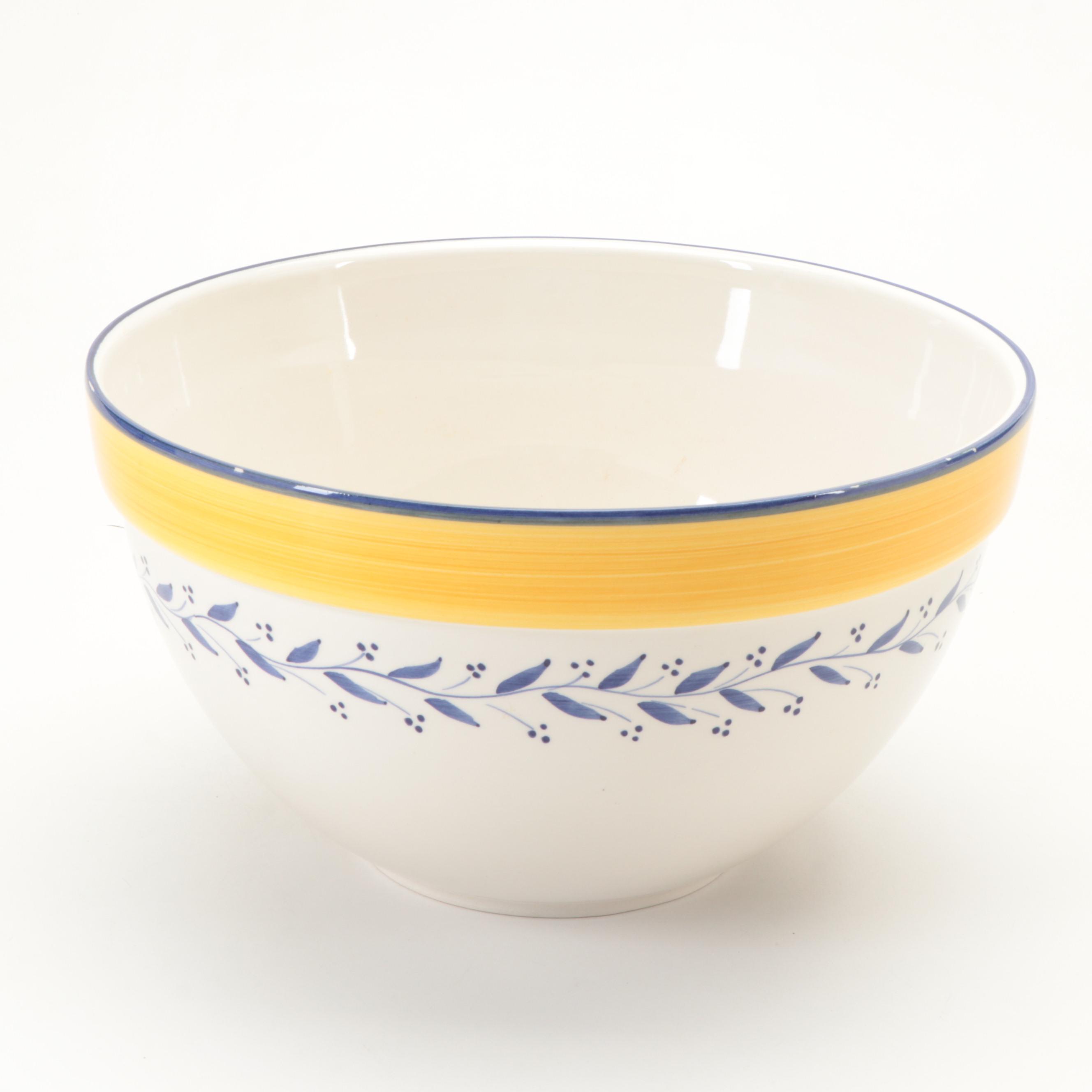 Portuguese Yellow and Blue Banded Vine Motif Ceramic Canisters and More