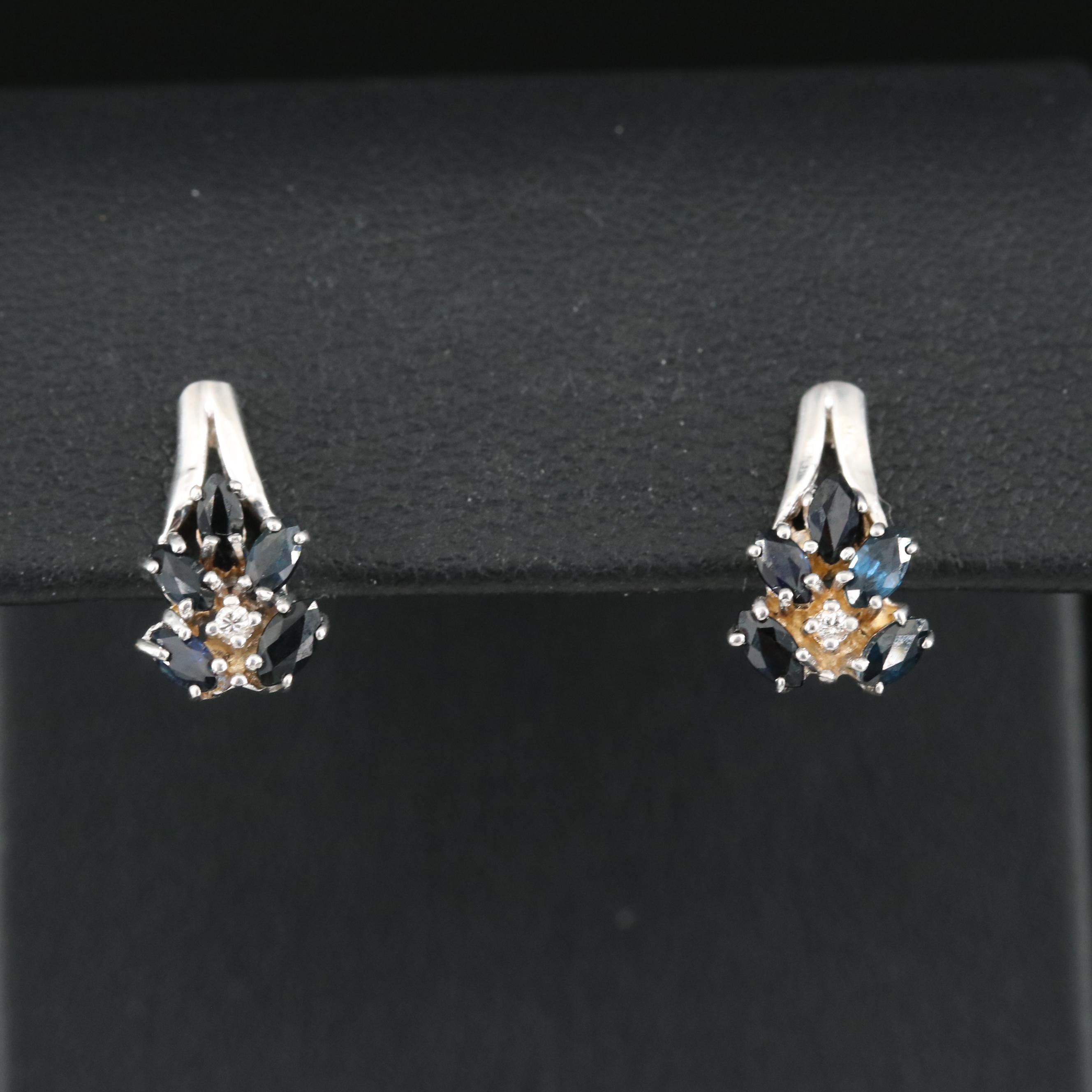 14K Sapphire and Diamond Earrings