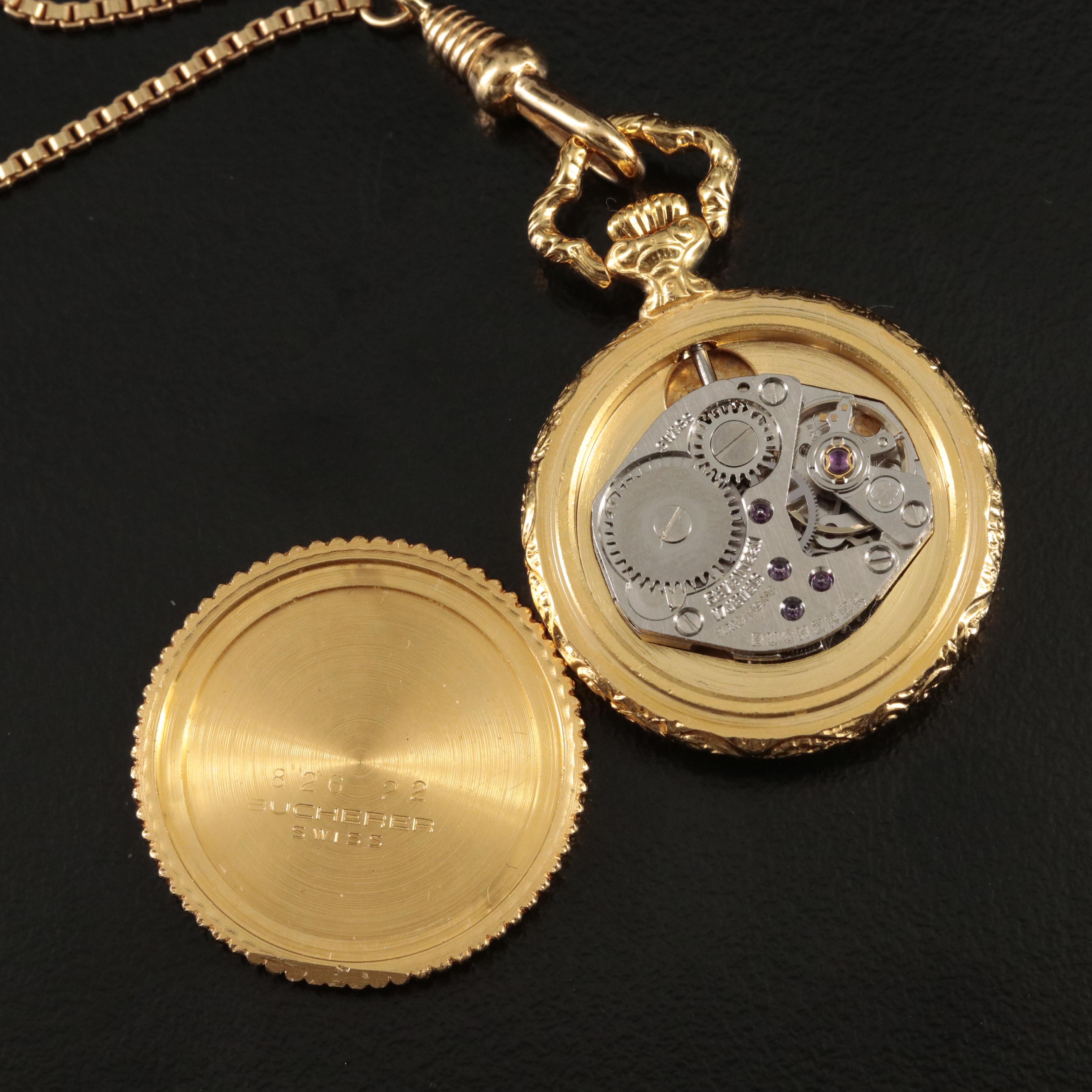 Bucherer Gold-Plated and Enamel Pendant Watch