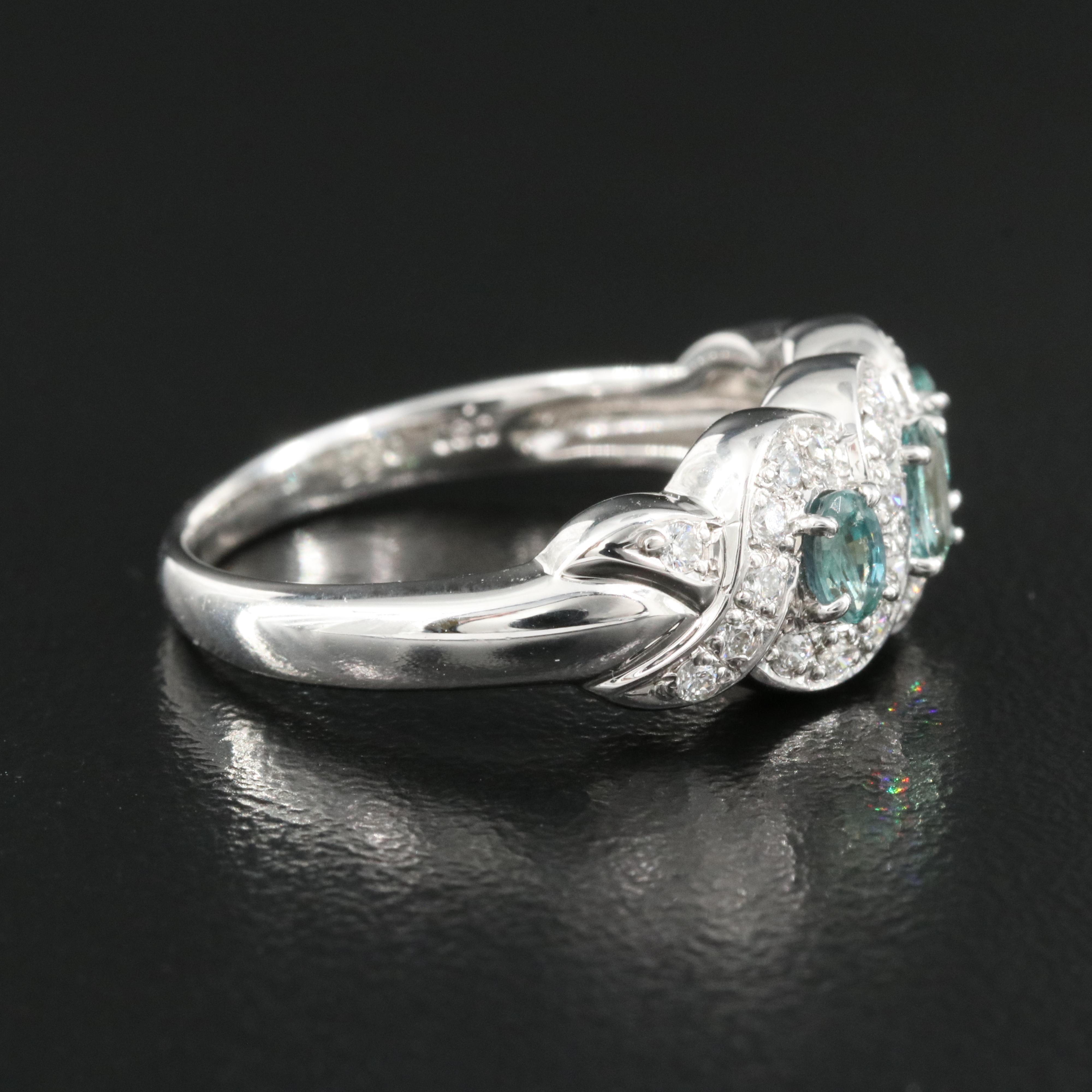 Platinum Alexandrite and Diamond Ring