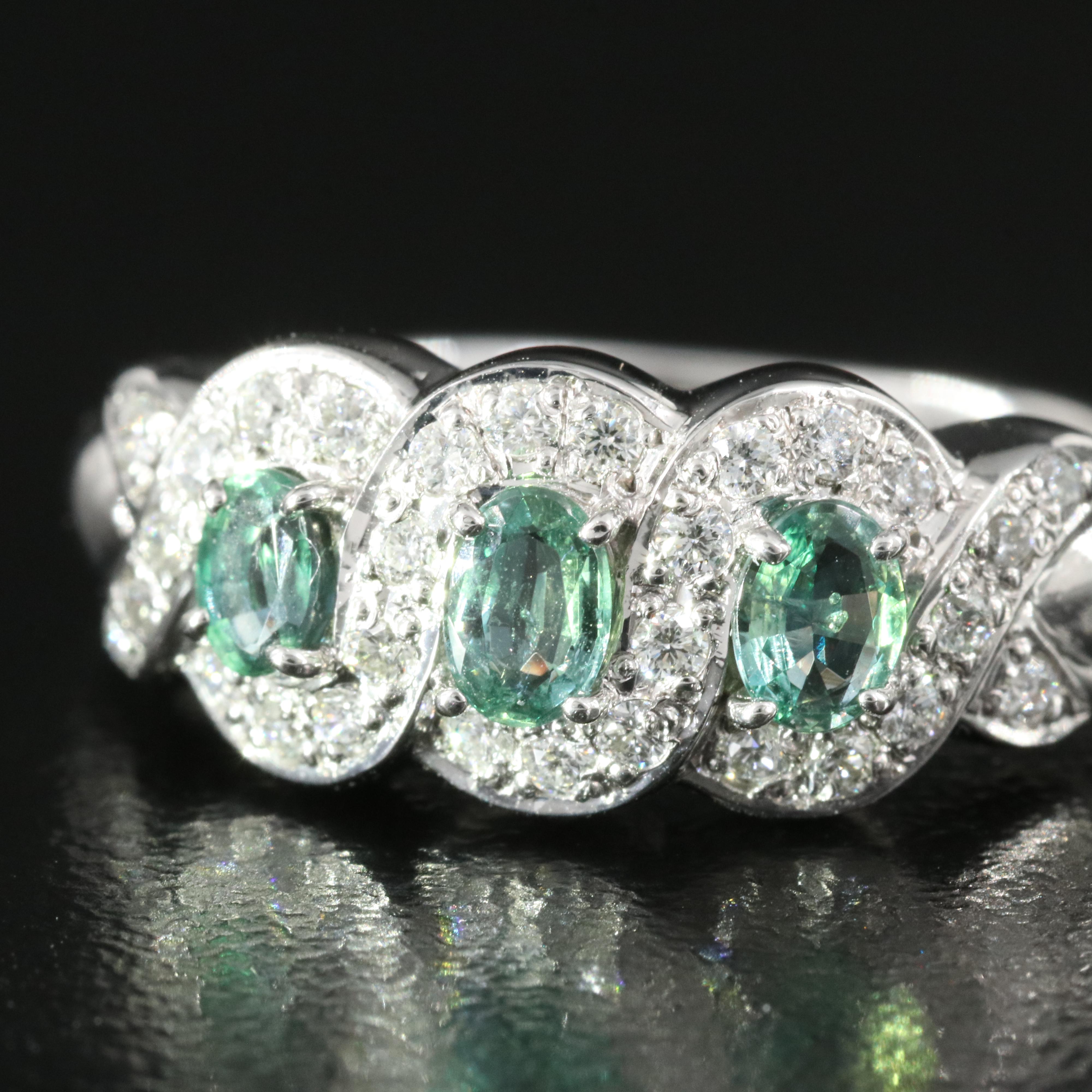 Platinum Alexandrite and Diamond Ring