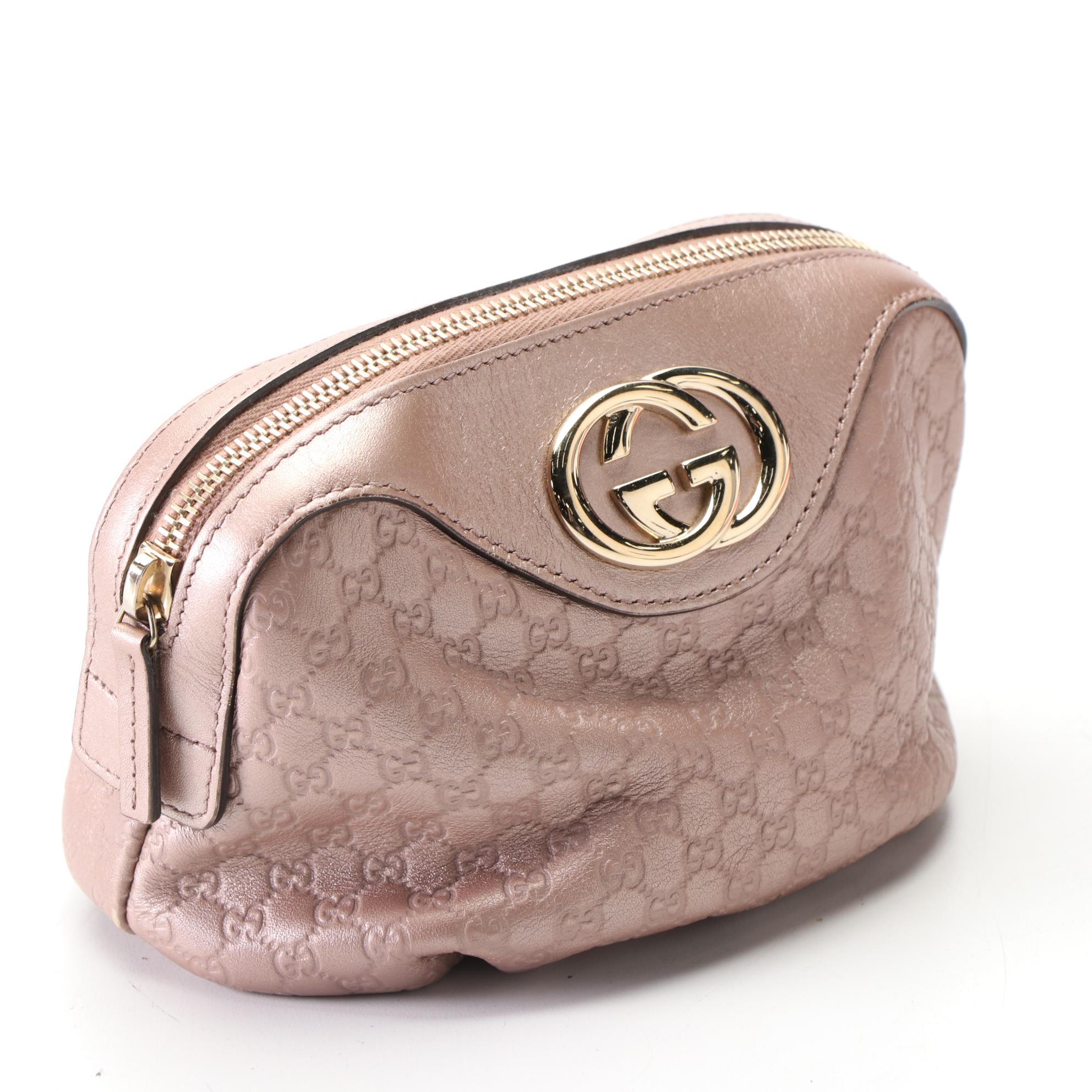 Gucci Interlocking GG Cosmetic Pouch in Microguccissima Leather with Box