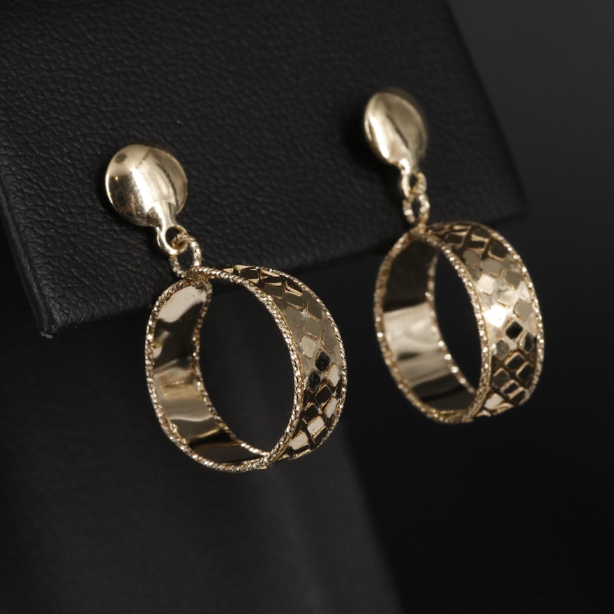 14K Reflective Hoop Dangle Earrings