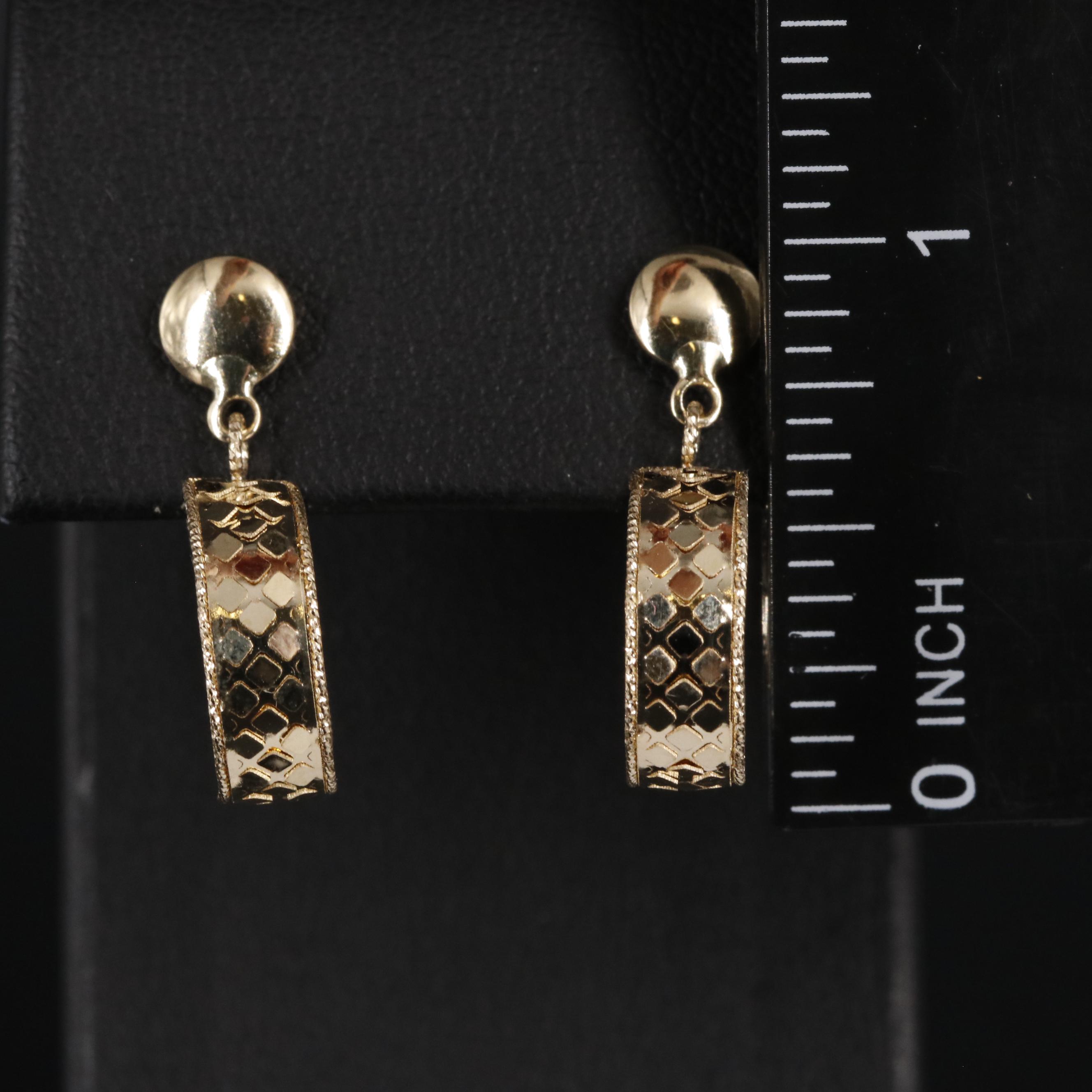 14K Reflective Hoop Dangle Earrings