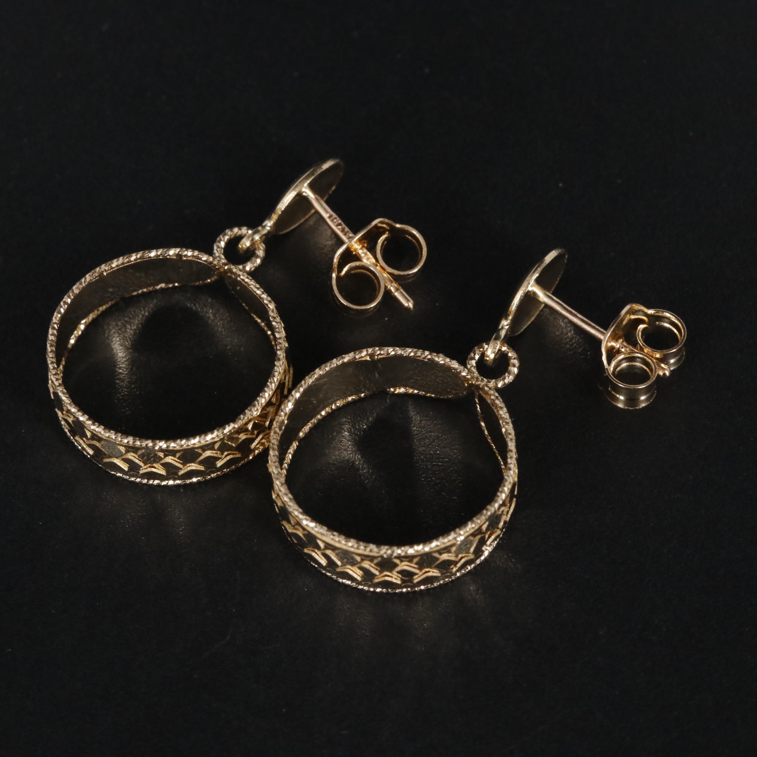 14K Reflective Hoop Dangle Earrings