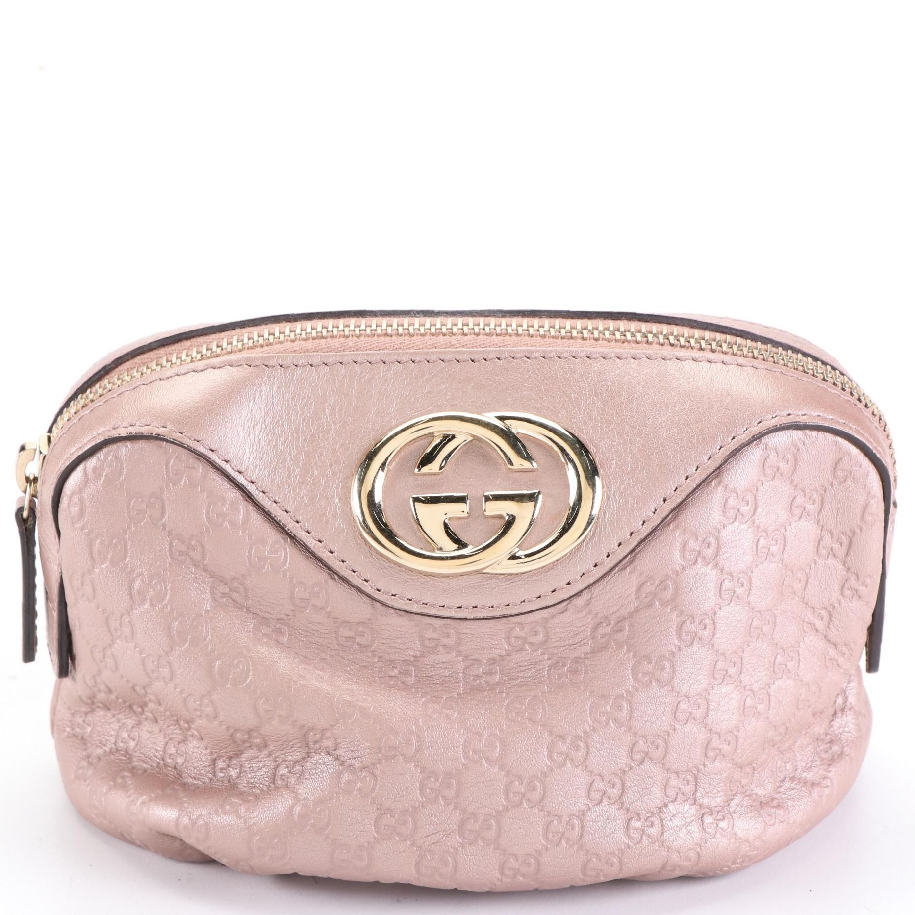 Gucci Interlocking GG Cosmetic Pouch in Microguccissima Leather with Box