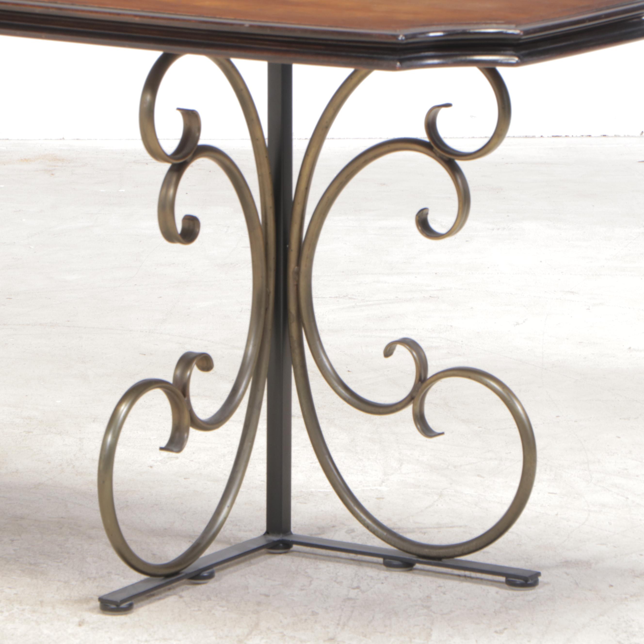 Lee L. Woodard Sons Oak and Patinated Metal Metamorphic Console/Dining Table