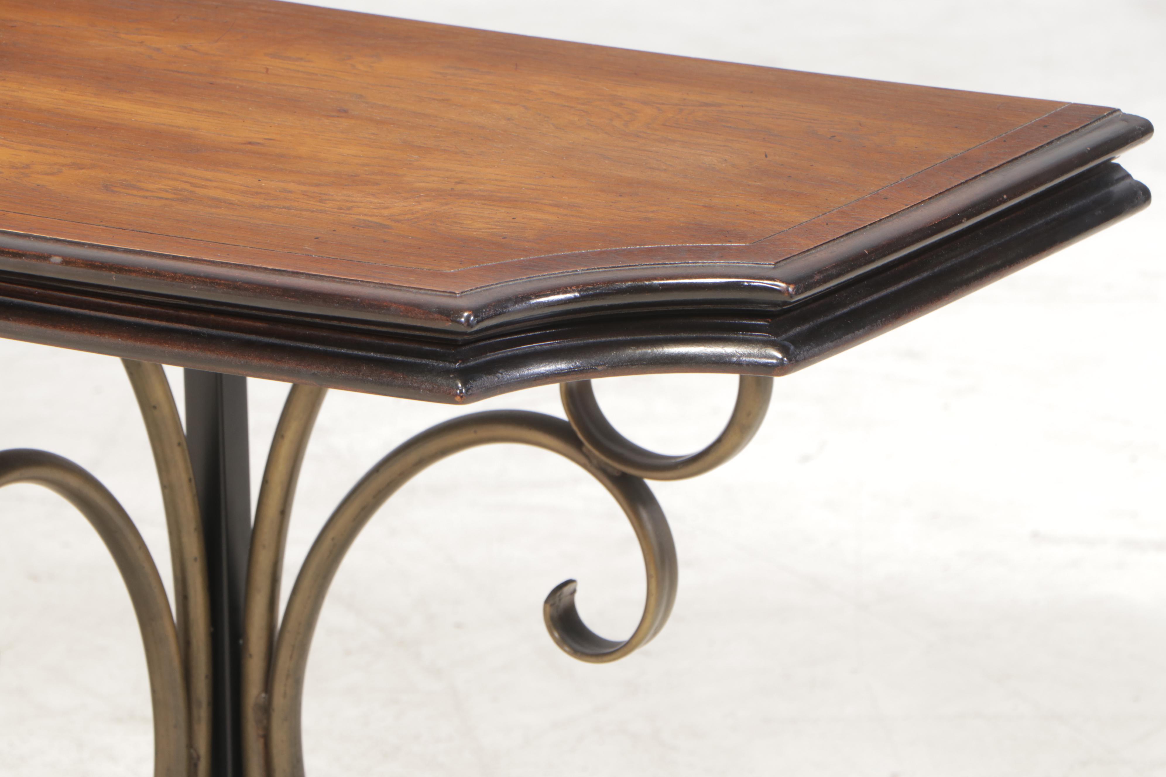 Lee L. Woodard Sons Oak and Patinated Metal Metamorphic Console/Dining Table