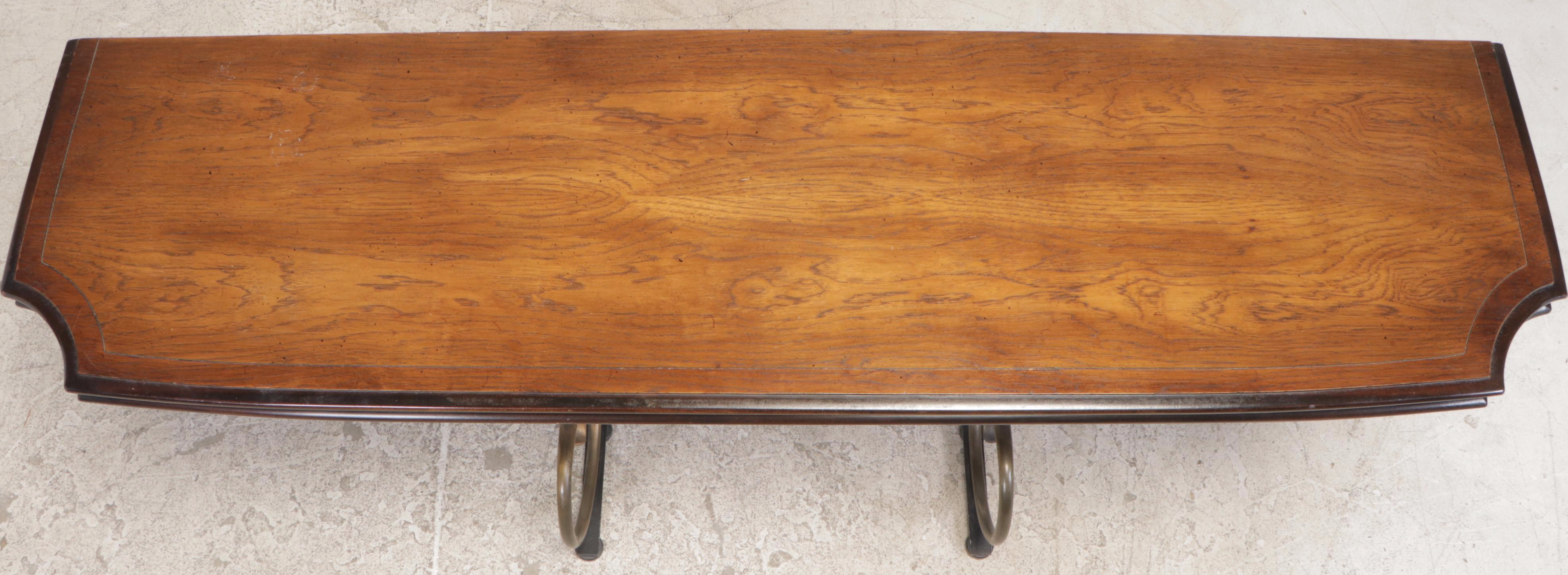 Lee L. Woodard Sons Oak and Patinated Metal Metamorphic Console/Dining Table