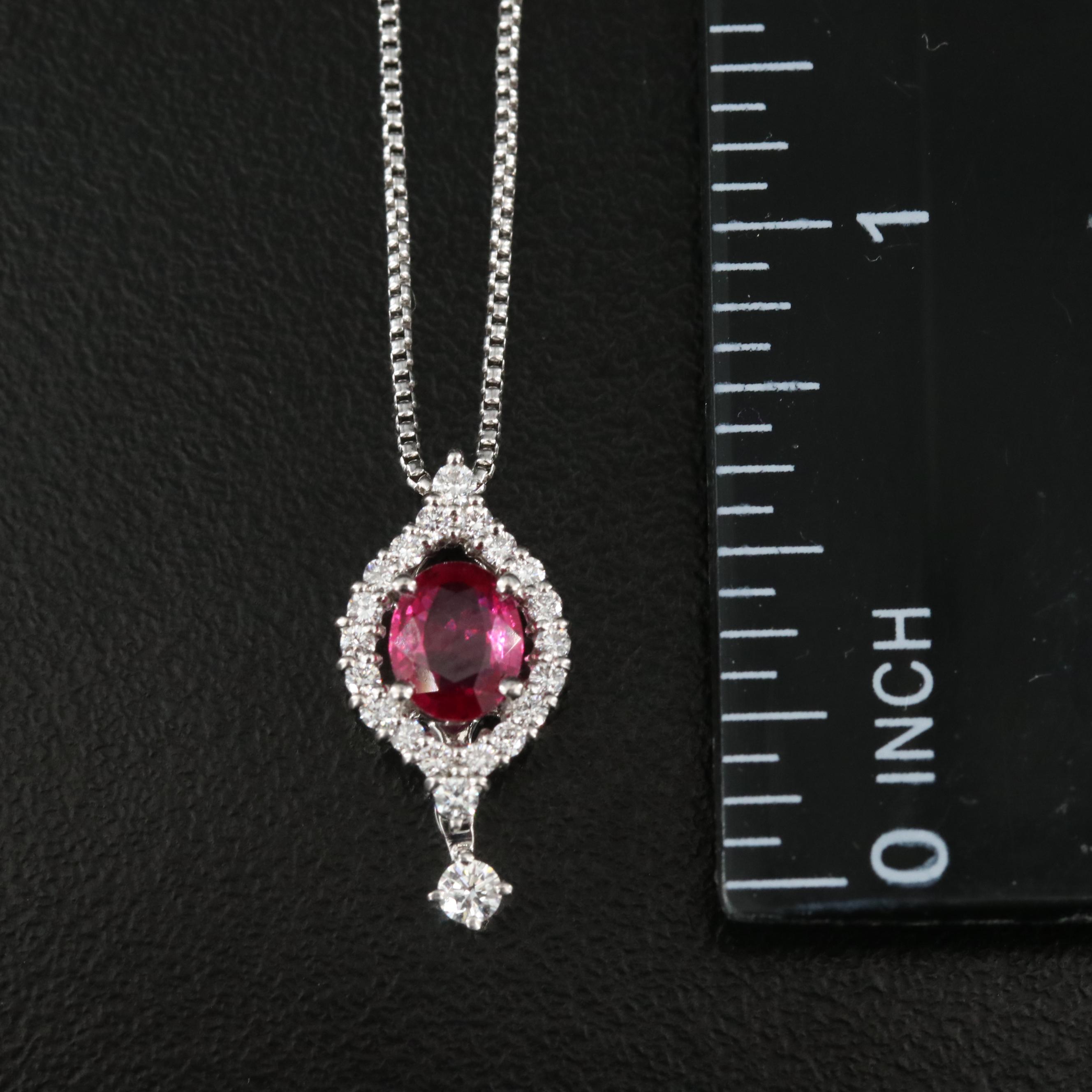 Platinum Ruby and Diamond Pendant Necklace