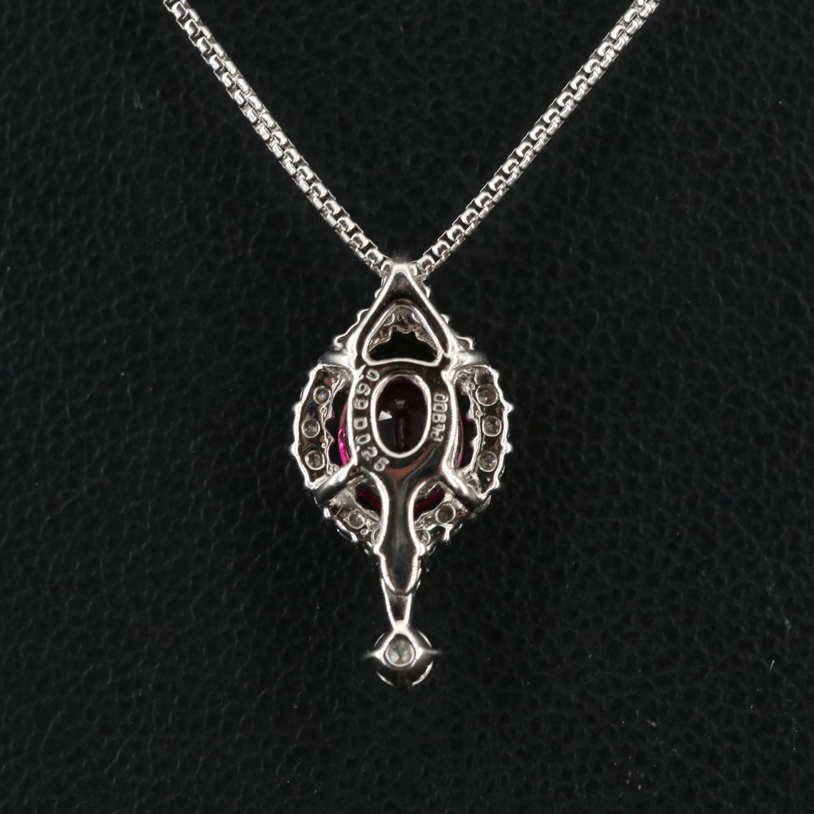 Platinum Ruby and Diamond Pendant Necklace