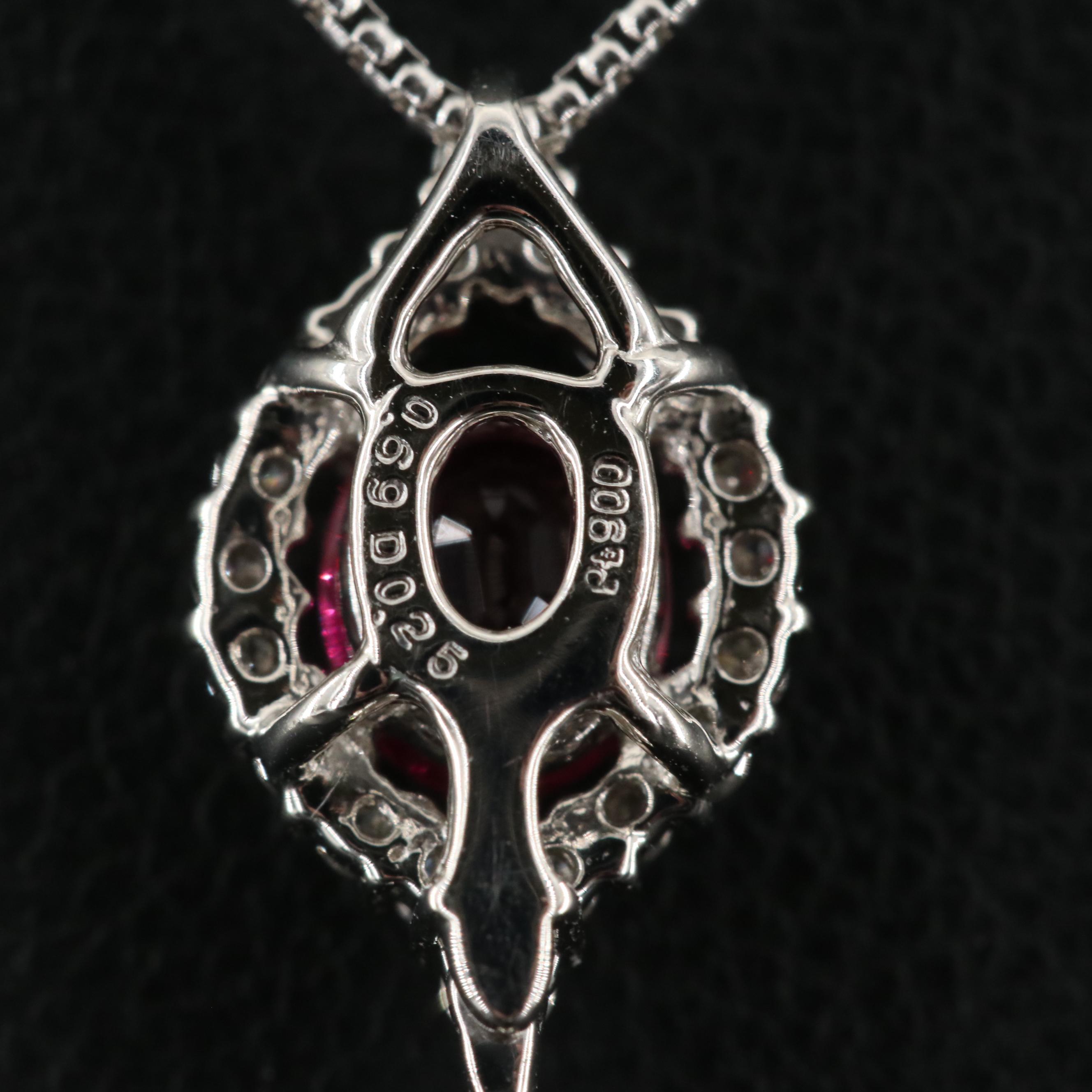 Platinum Ruby and Diamond Pendant Necklace