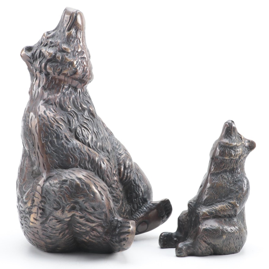 Two Brass Bear Figurines