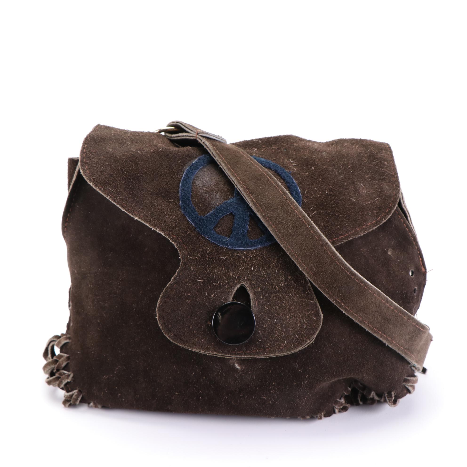 Leather/Suede Shoulder Bags with Fringe and Braided Leather Accessories