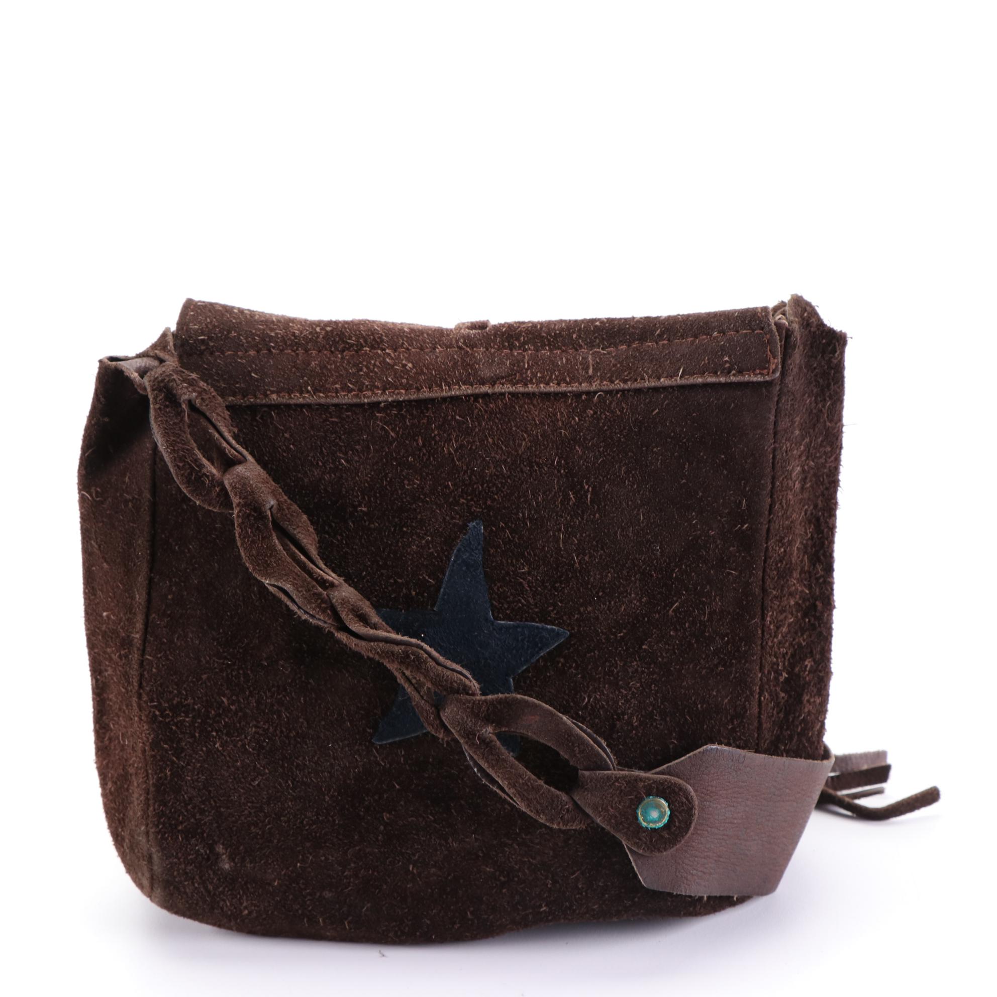 Leather/Suede Shoulder Bags with Fringe and Braided Leather Accessories