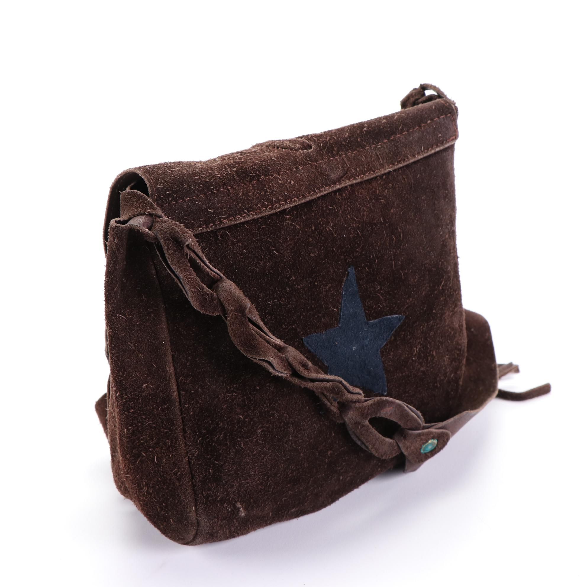 Leather/Suede Shoulder Bags with Fringe and Braided Leather Accessories