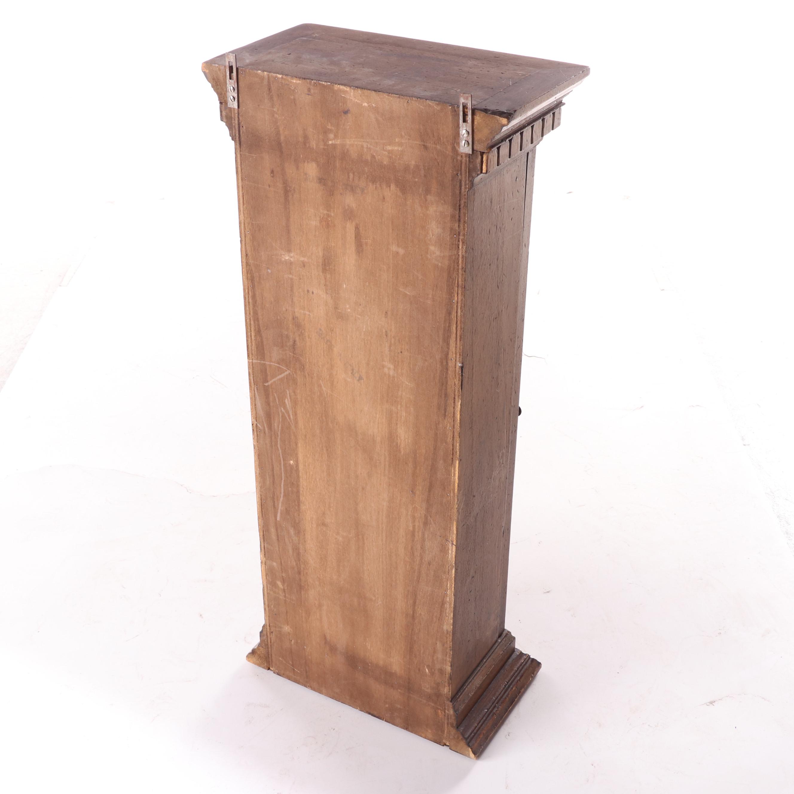 Small Neoclassical Style Walnut-Stained and Wire Mesh Cabinet