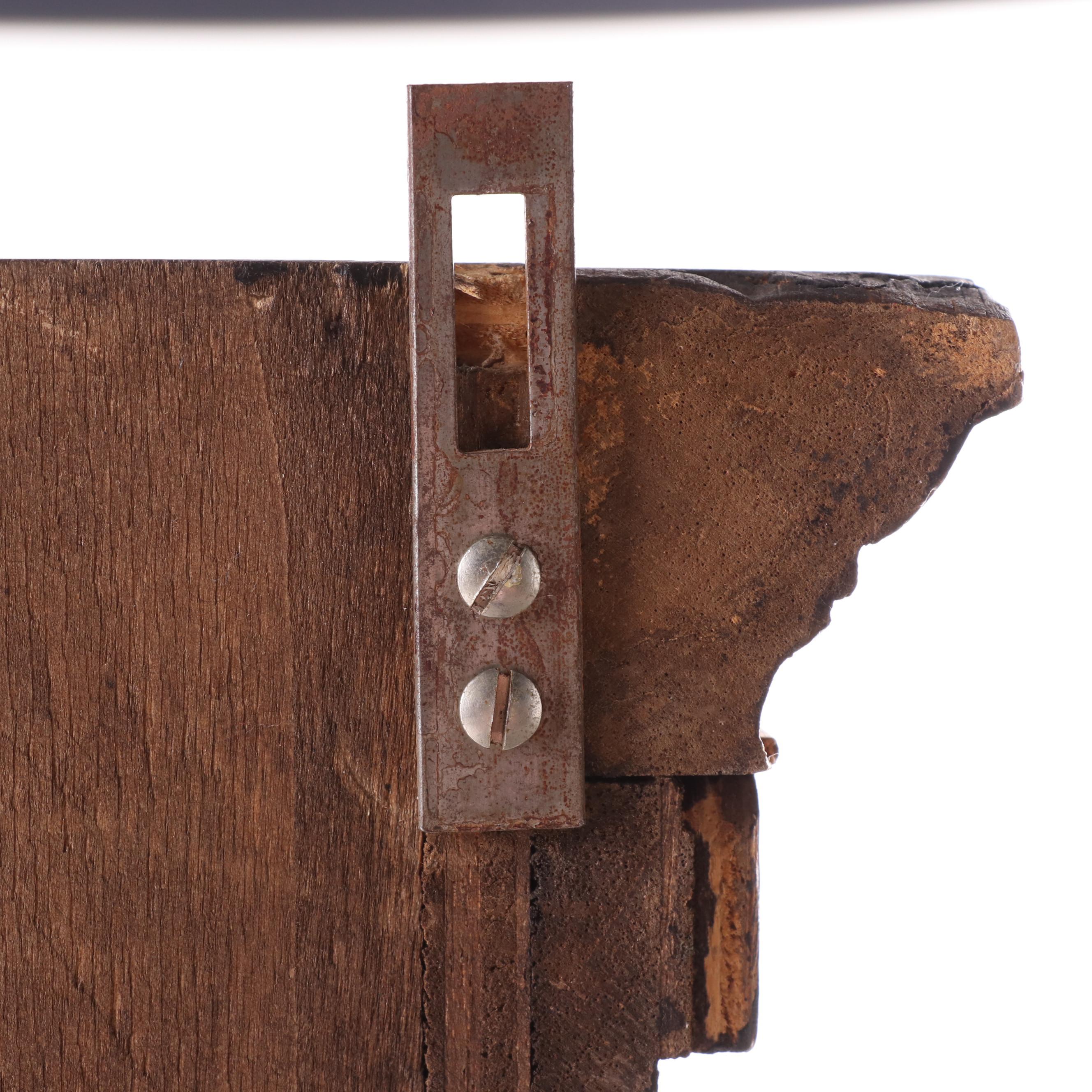 Small Neoclassical Style Walnut-Stained and Wire Mesh Cabinet