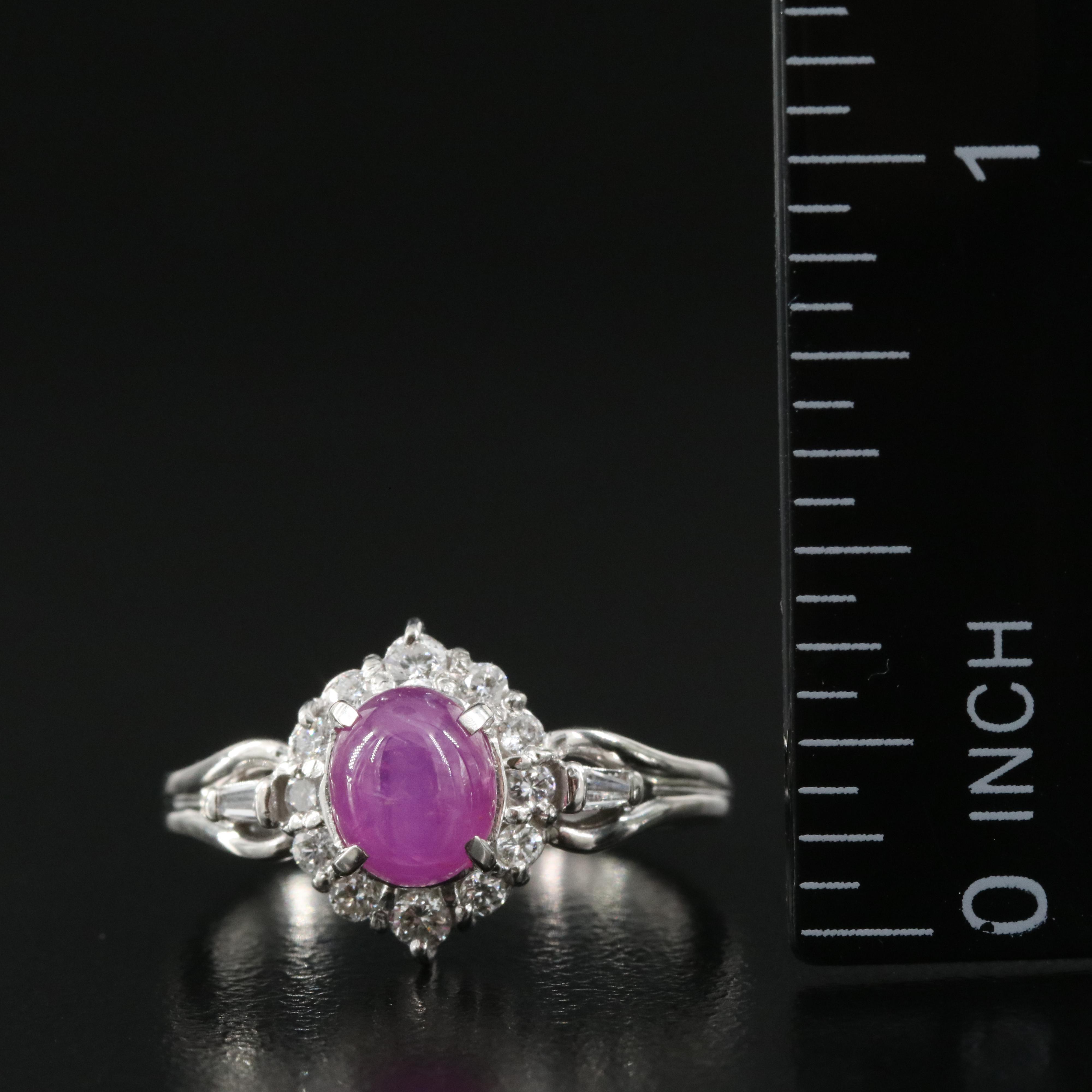 Platinum 1.61 CT Star Ruby and Diamond Ring
