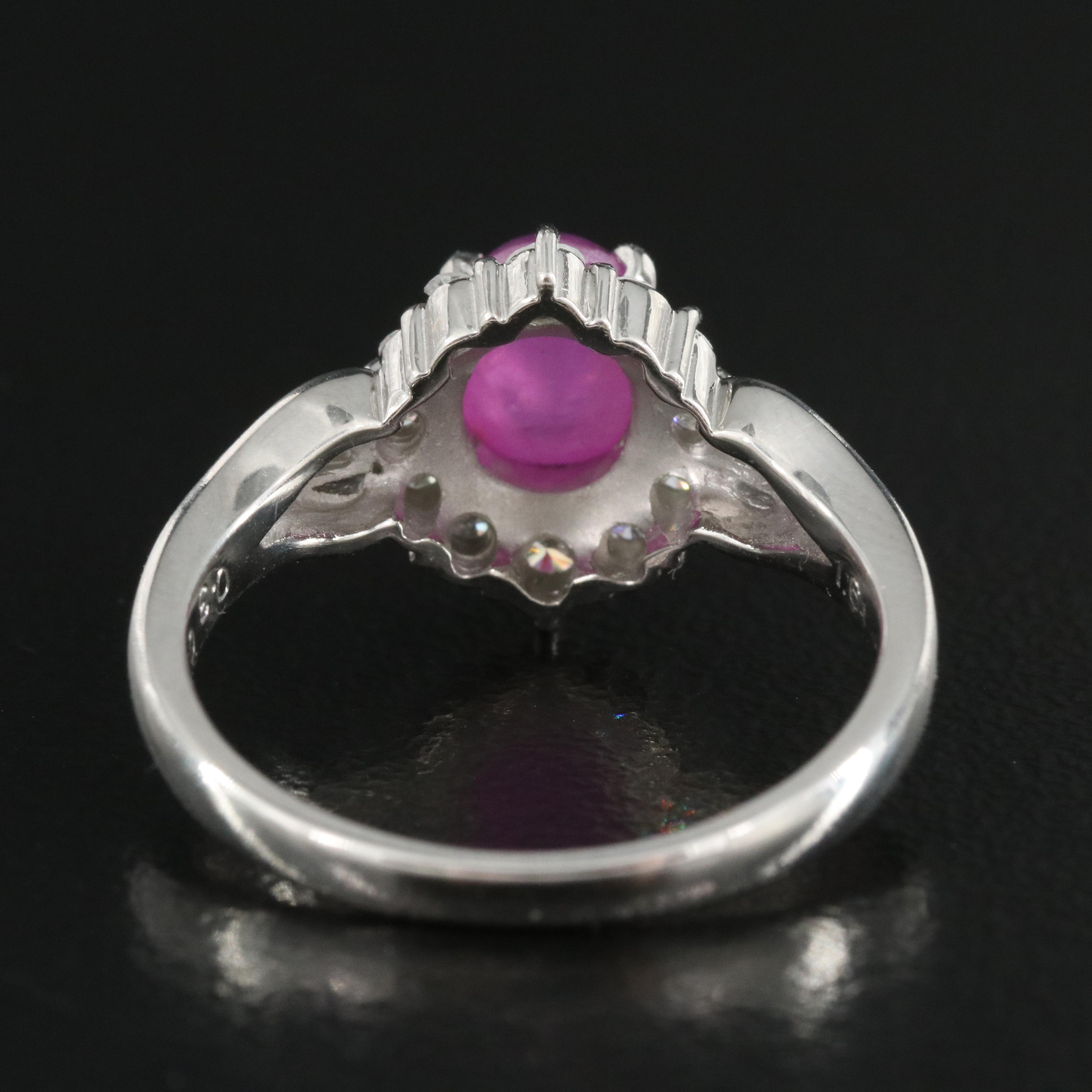 Platinum 1.61 CT Star Ruby and Diamond Ring