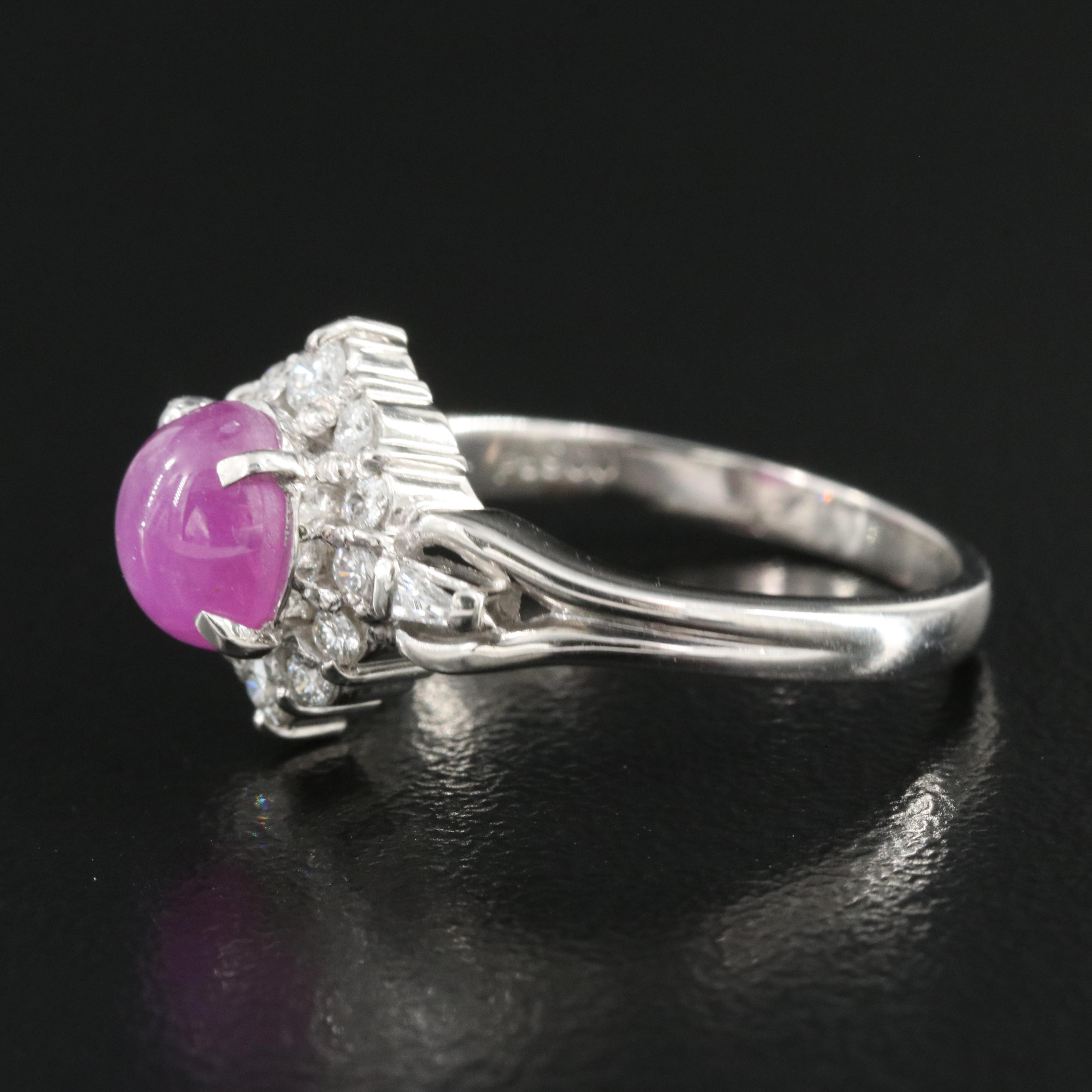 Platinum 1.61 CT Star Ruby and Diamond Ring